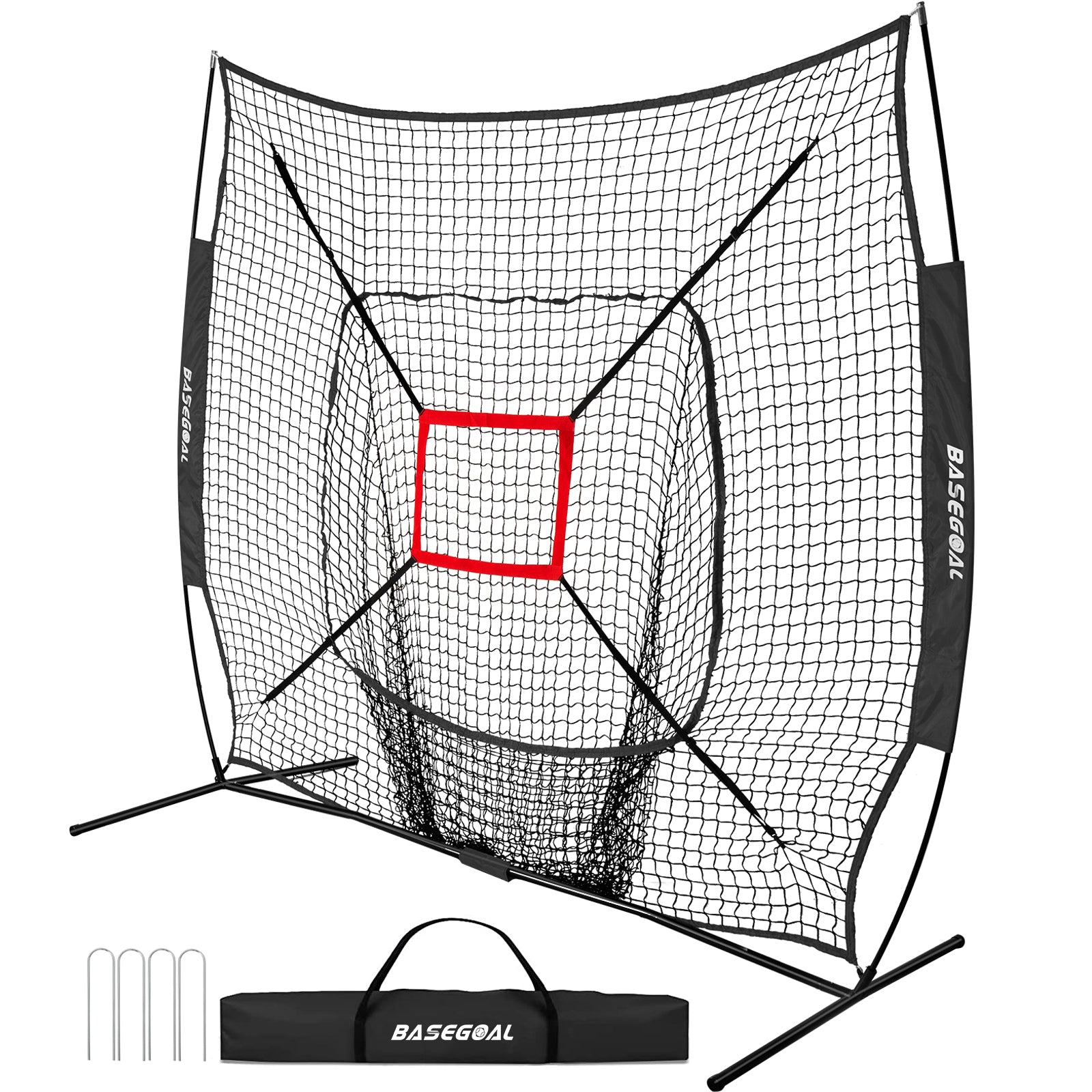 7x7 Baseball & Softball Practice Net with Backstop and Strike Zone