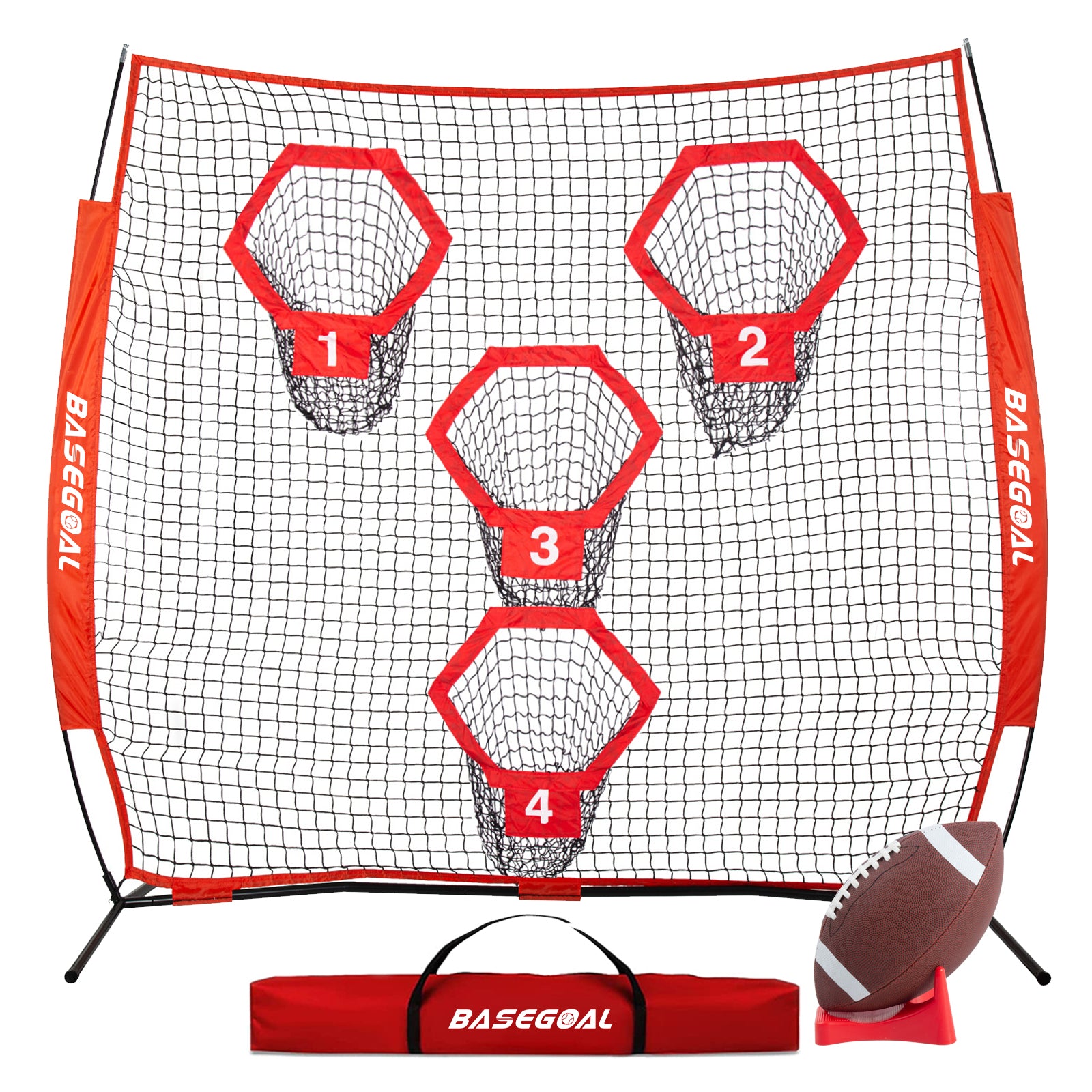 8x8ft Football Throwing Net with 4 Target Pockets