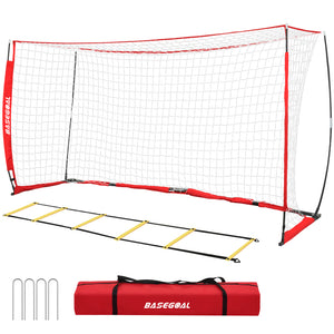 Backyard Soccer Goal with Bow Frame – Collapsible Metal Base & Agility Ladder