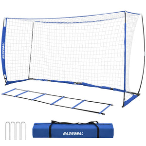 Backyard Soccer Goal with Bow Frame – Collapsible Metal Base & Agility Ladder