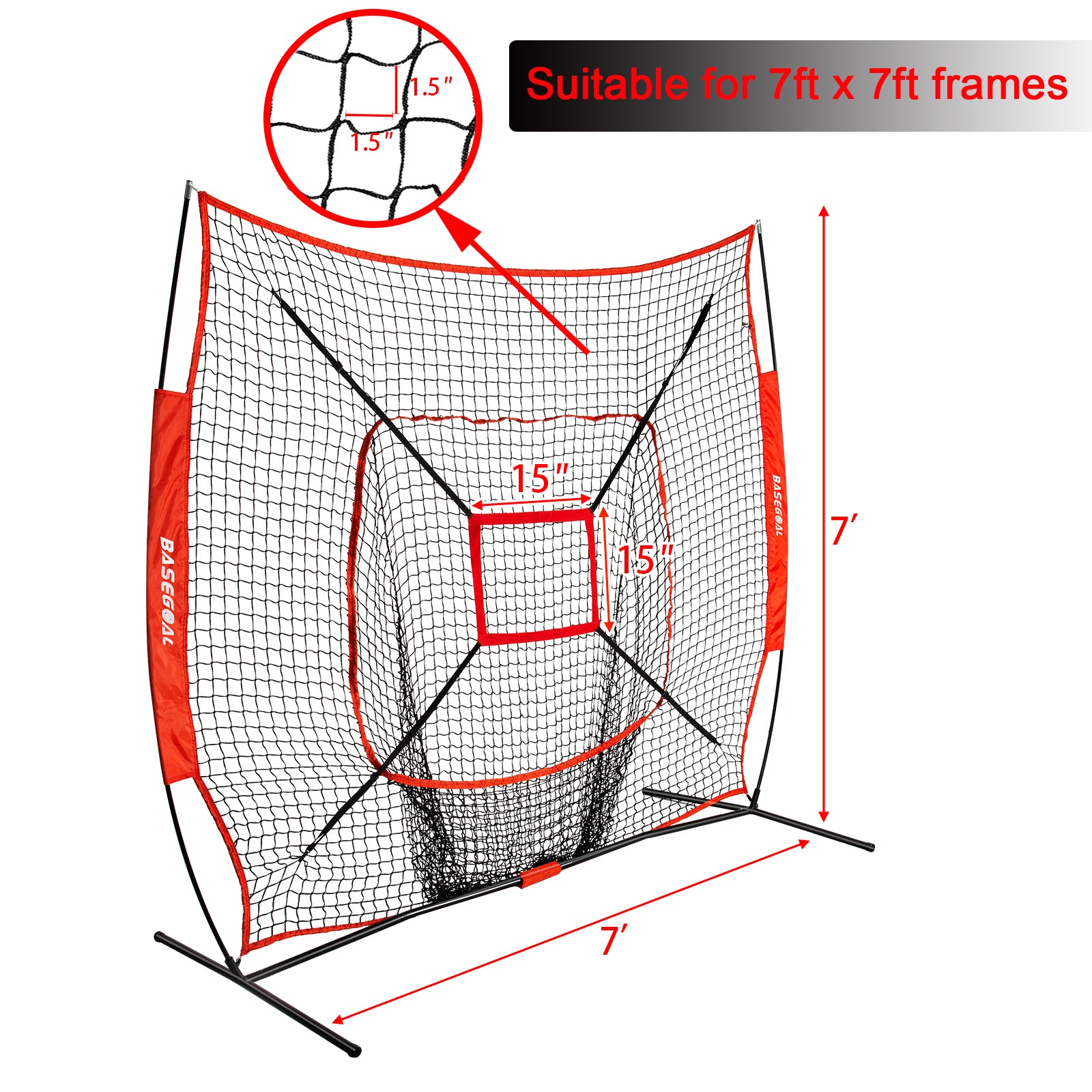 7x7ft Replacement Net for Baseball & Softball – Heavy-Duty Knotless (Net Only) Color