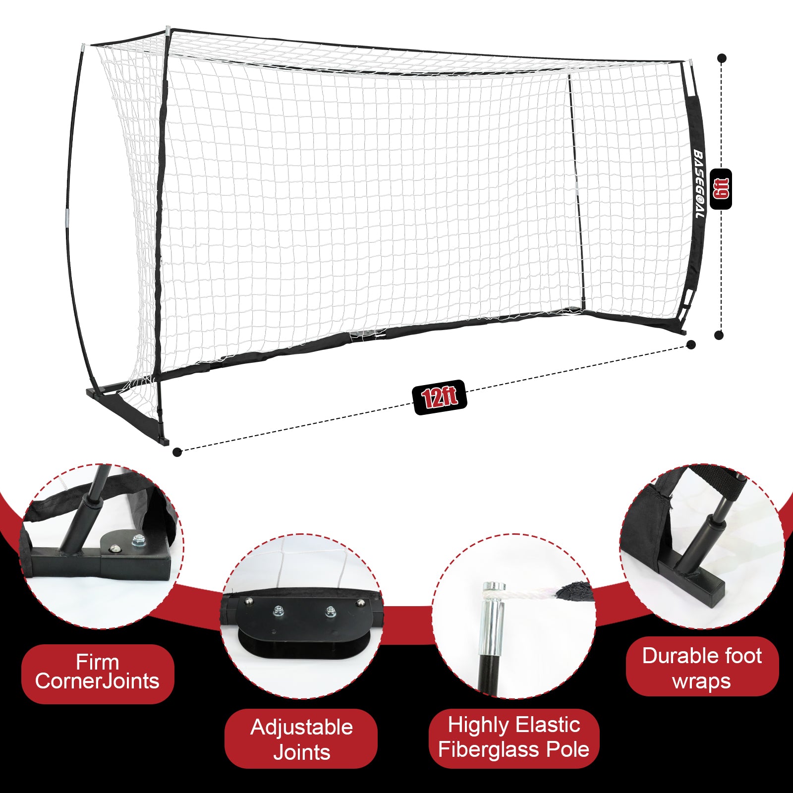 Backyard Soccer Goal with Bow Frame – Collapsible Metal Base & Agility Ladder