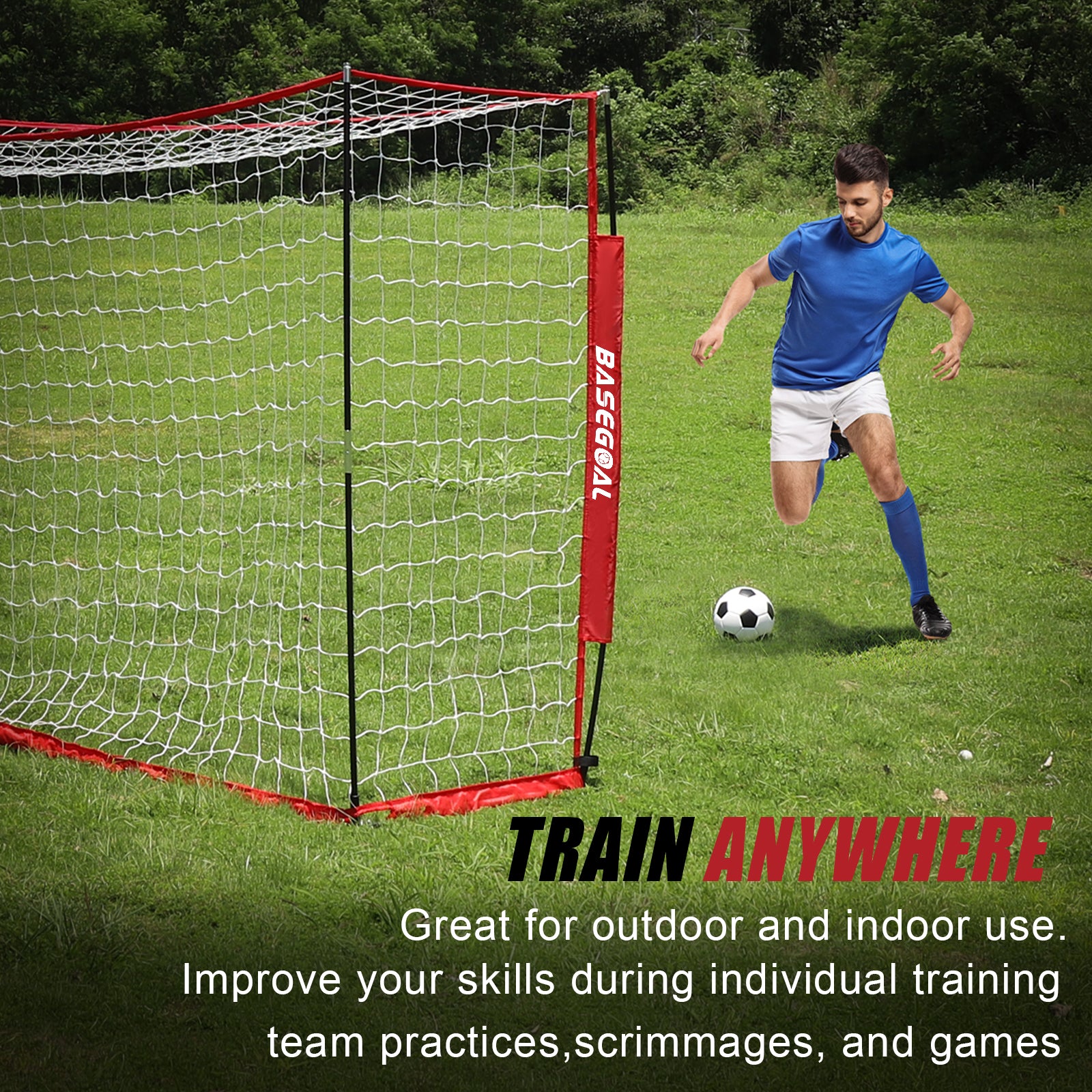 Backyard Soccer Goal with Bow Frame – Collapsible Metal Base & Agility Ladder