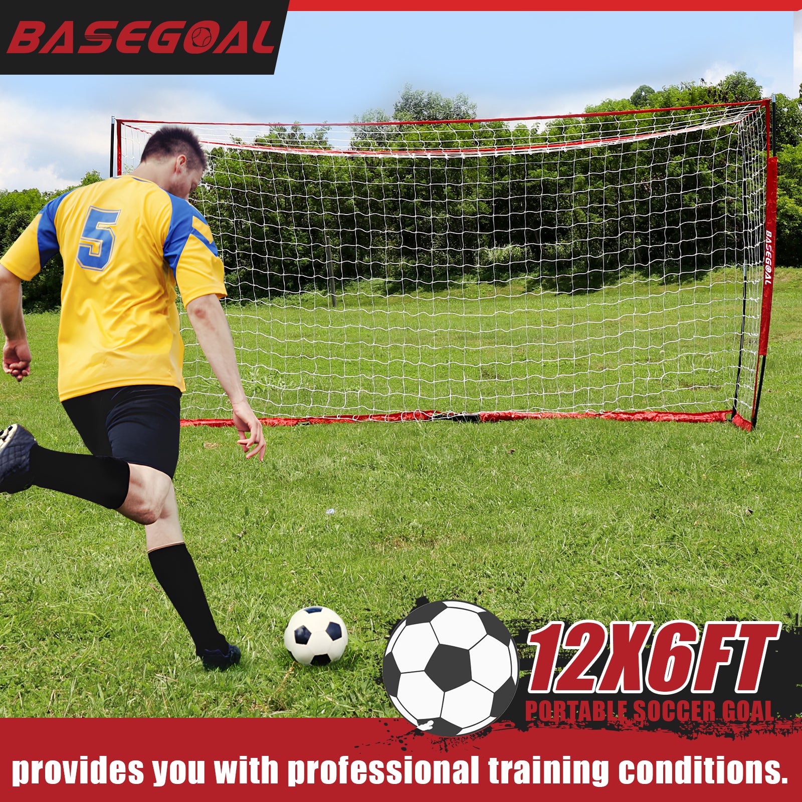 Backyard Soccer Goal with Bow Frame – Collapsible Metal Base & Agility Ladder