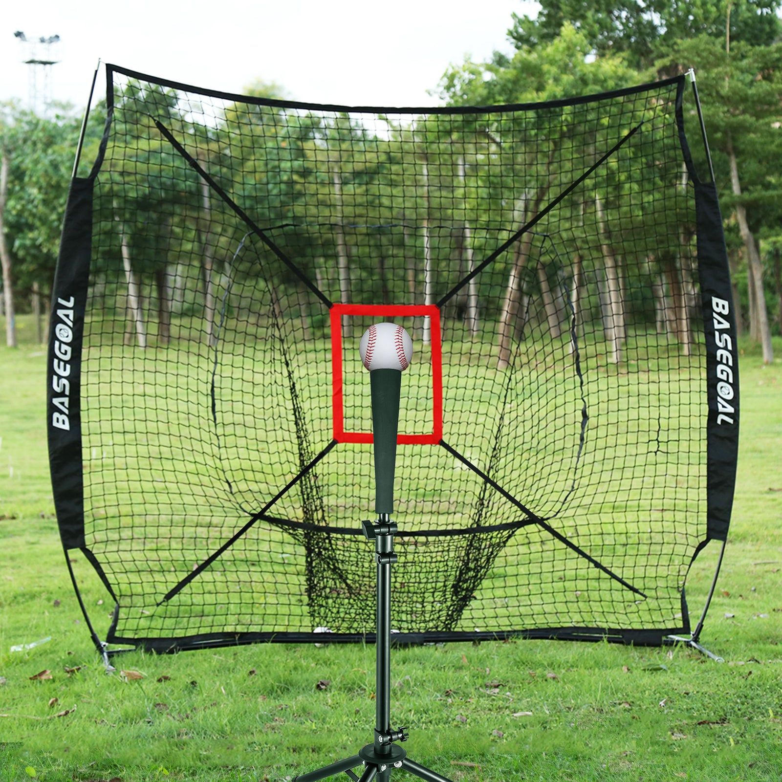 7x7 Baseball & Softball Practice Net with Backstop and Strike Zone