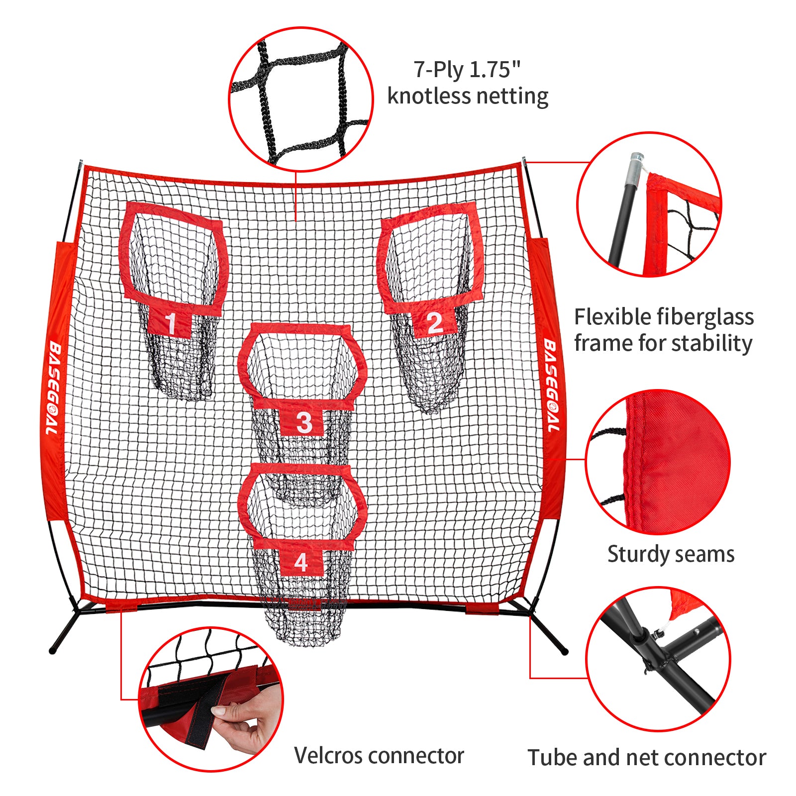 8ft Football Target Net with 4 Accuracy Pockets