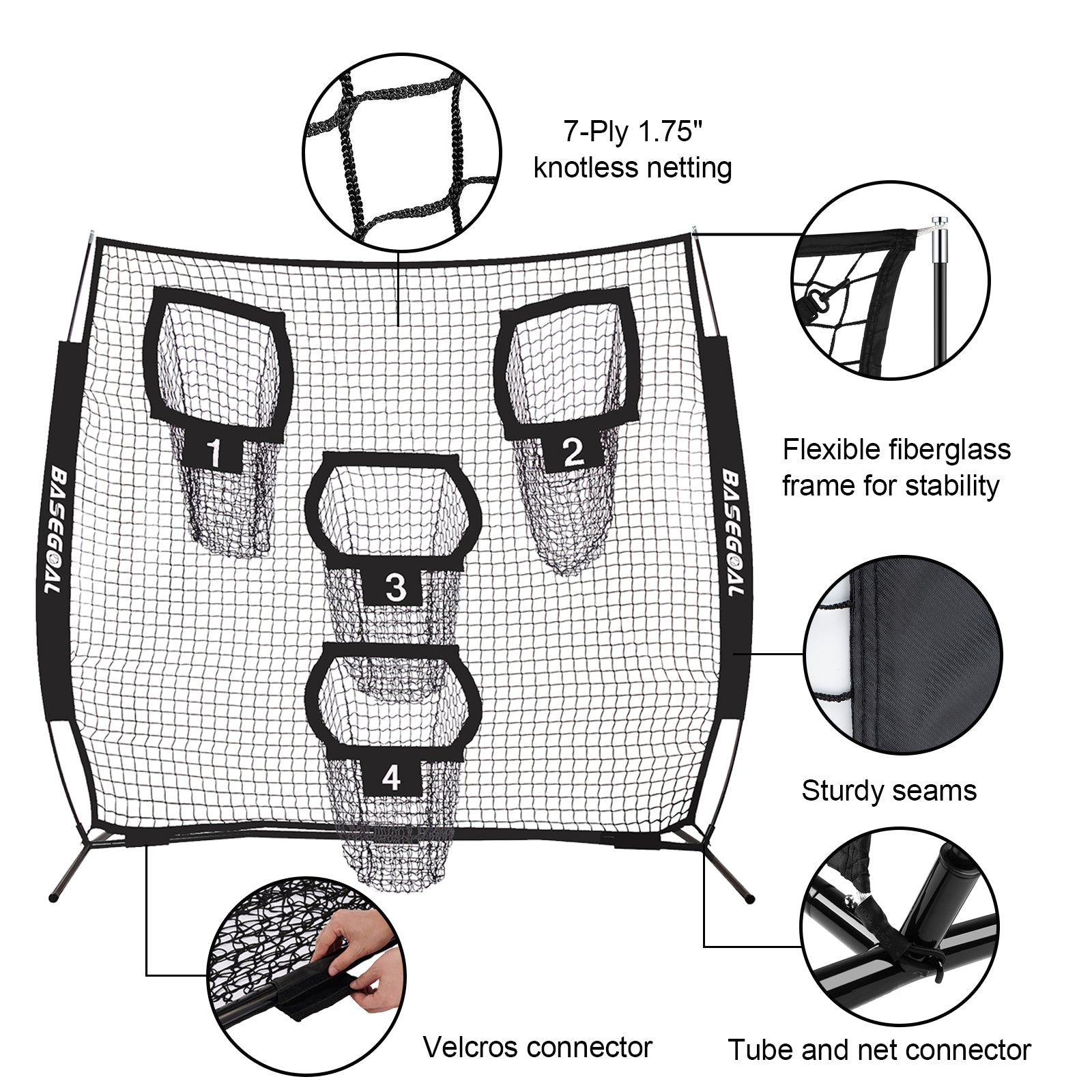 8ft Football Target Net with 4 Accuracy Pockets
