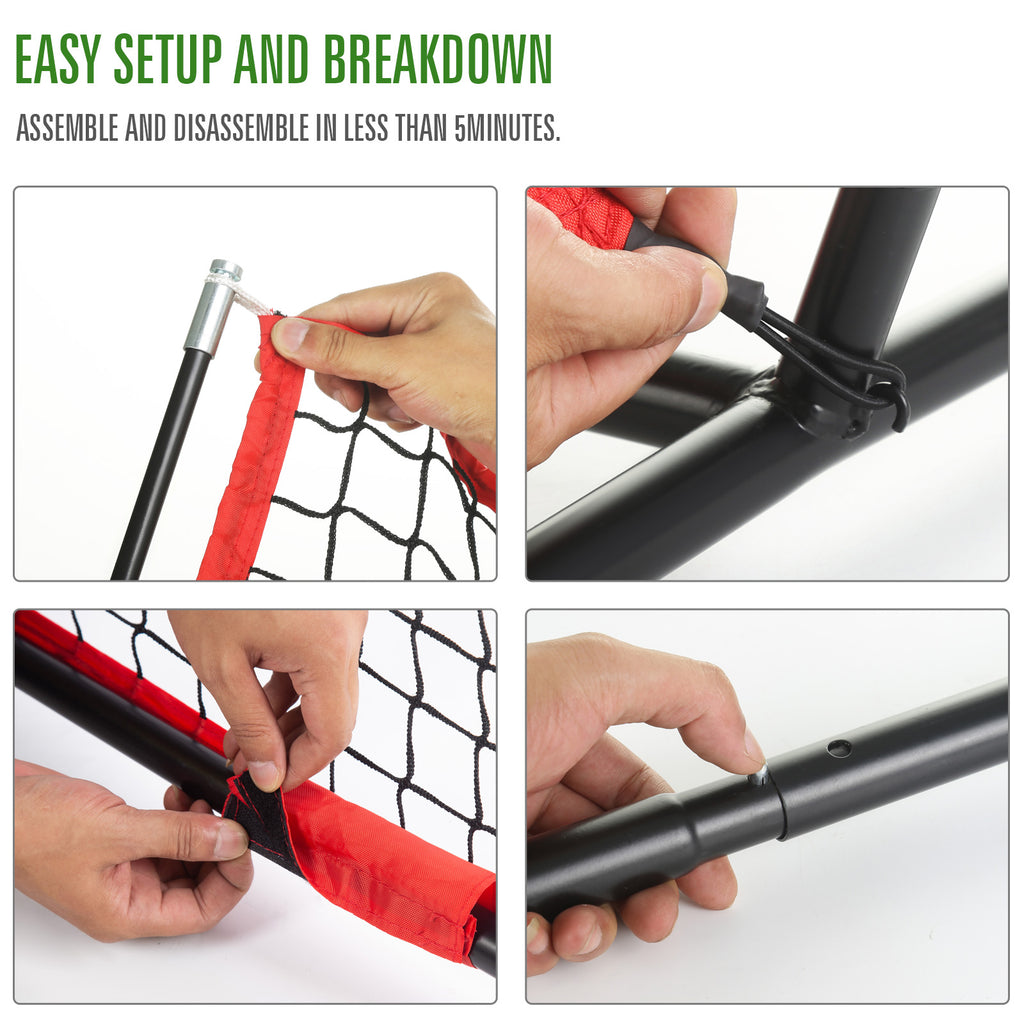 Football Throwing Net with 5 Target Pockets 8x8ft & 7x7ft Options