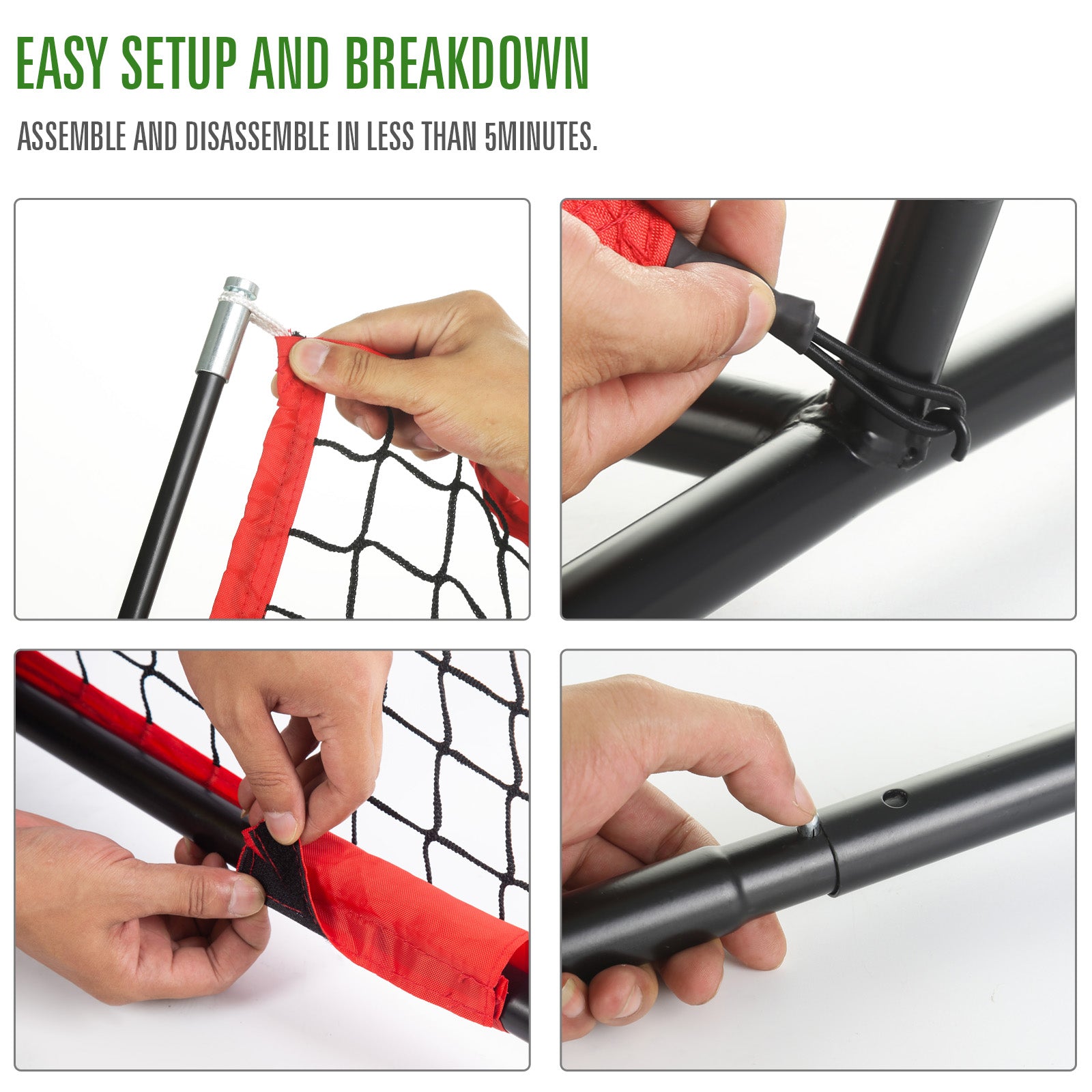 Football Throwing Net with 5 Target Pockets 8x8ft & 7x7ft Options
