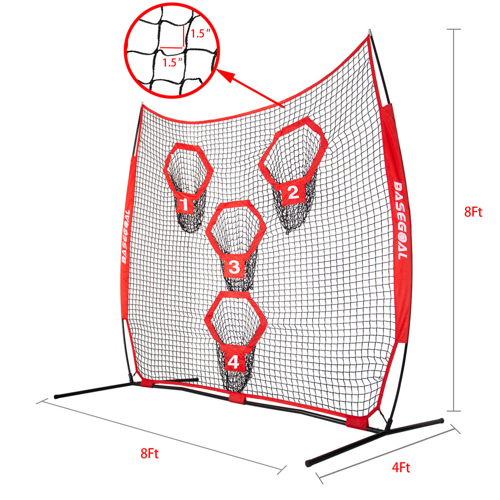 8x8ft Football Throwing Net with 4 Target Pockets