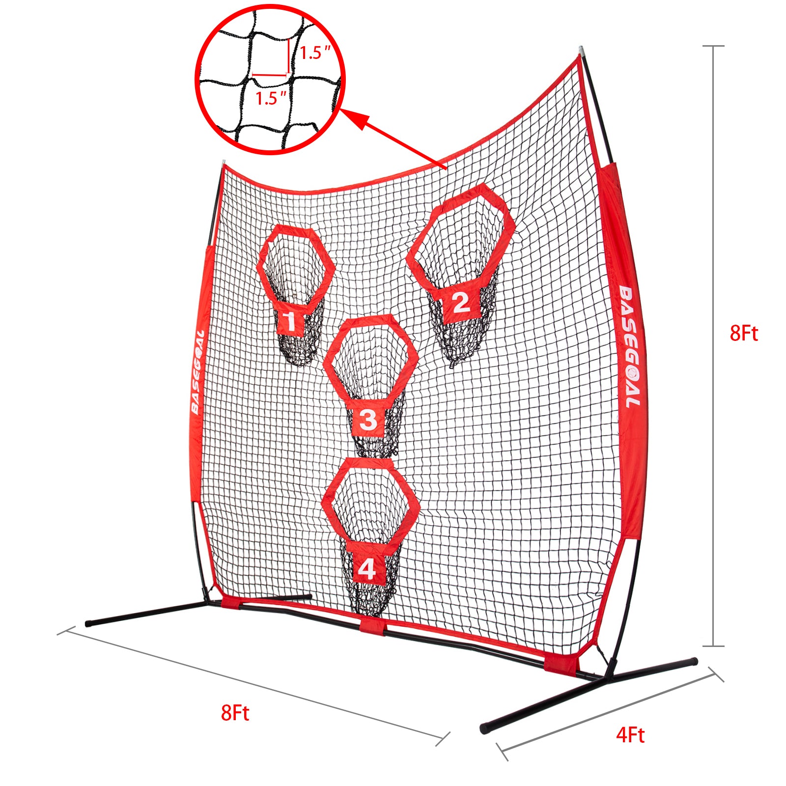8x8ft Football Throwing Net with 4 Target Pockets