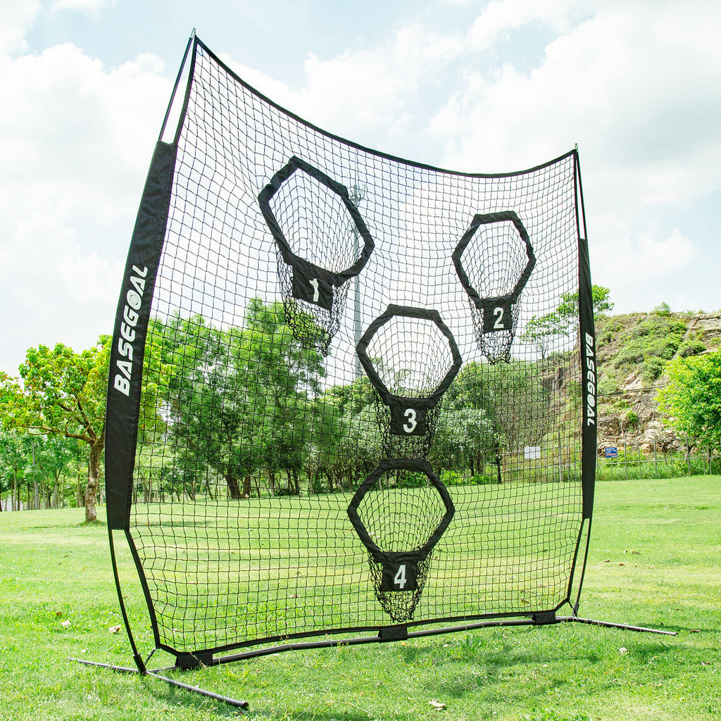8x8ft Football Throwing Net with 4 Target Pockets