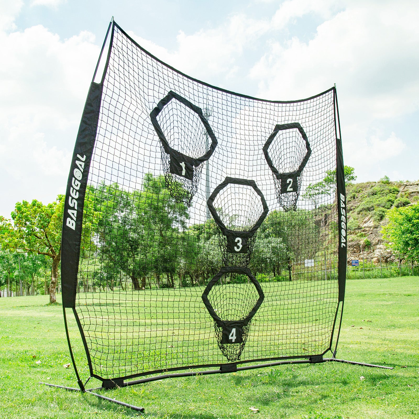 8x8ft Football Throwing Net with 4 Target Pockets