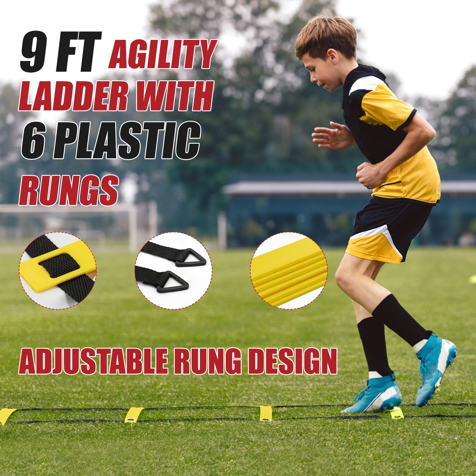 Backyard Soccer Goal with Bow Frame – Collapsible Metal Base & Agility Ladder