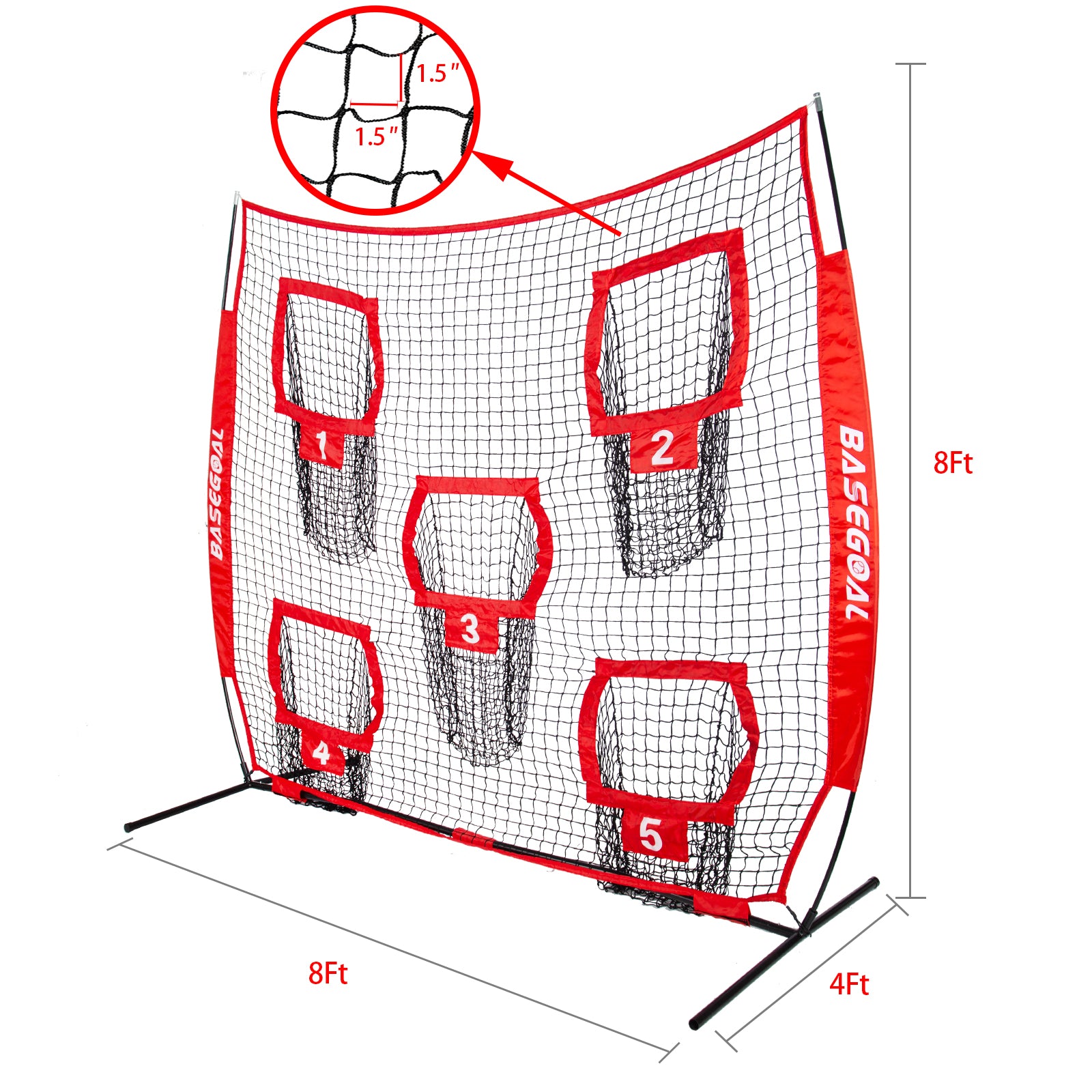 Football Throwing Net with 5 Target Pockets 8x8ft & 7x7ft Options