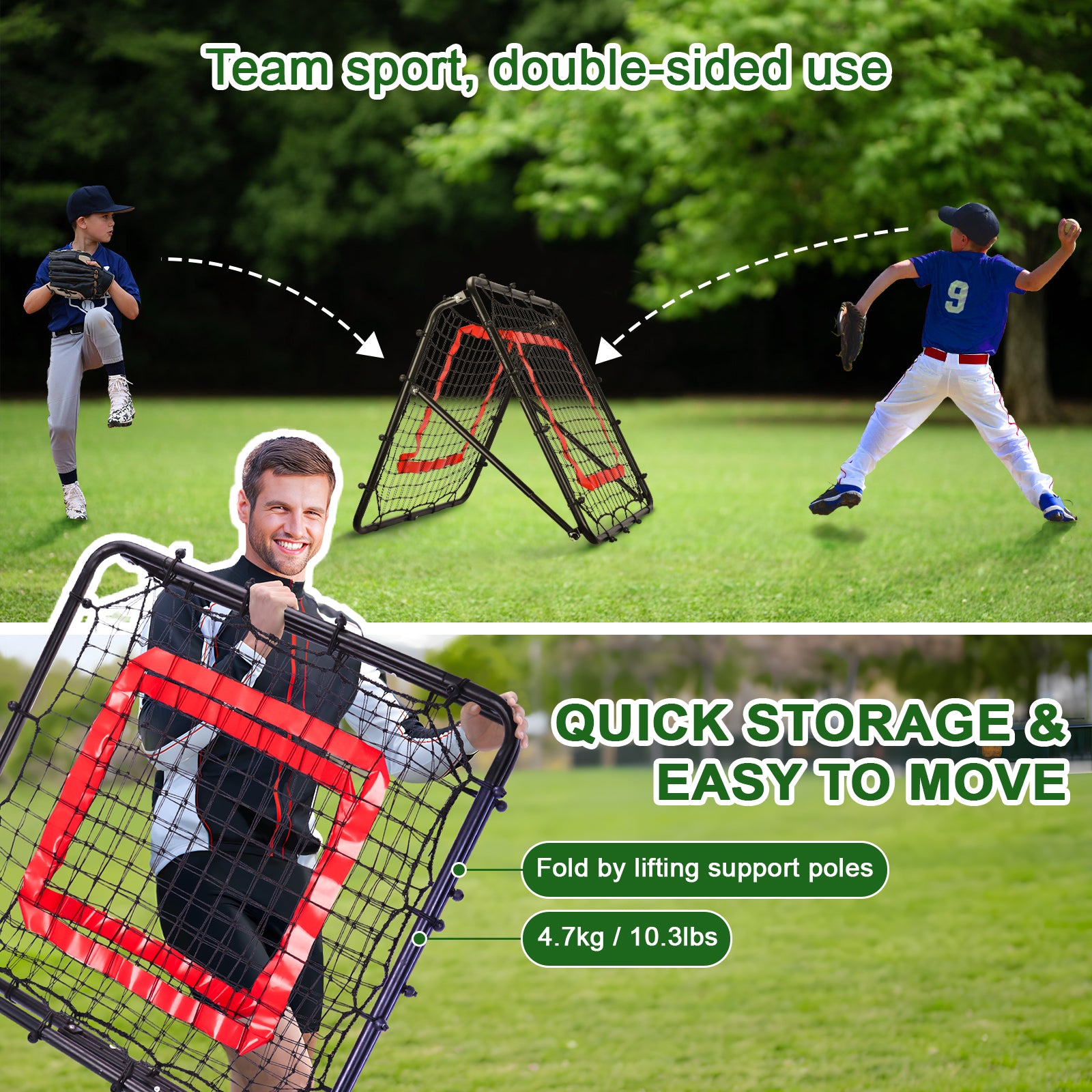 Multi-Sport Rebound Net – Baseball, Softball, Volleyball Trainer