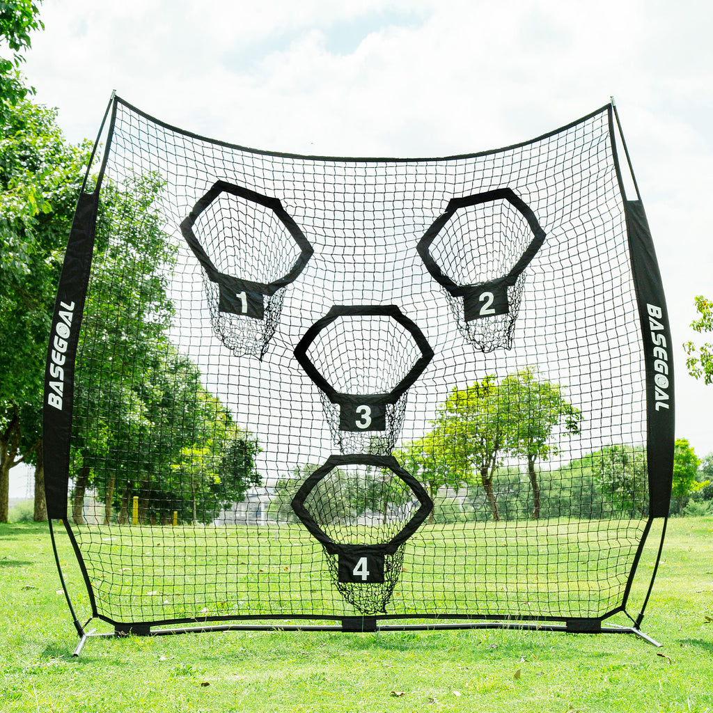 8x8ft Football Throwing Net with 4 Target Pockets