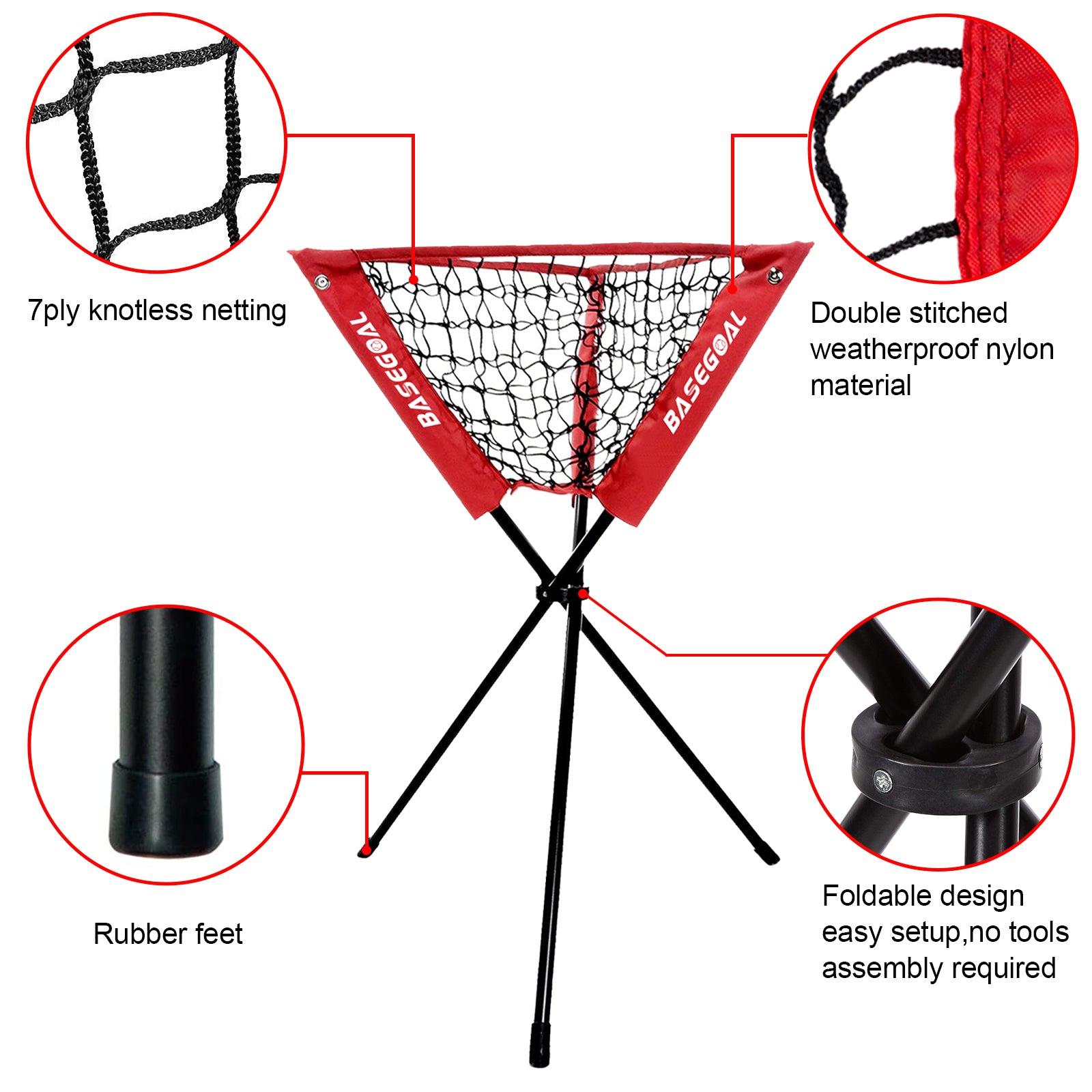 7x7 Baseball & Softball Practice Net Set with Tee, Ball Caddy & Strike Zone