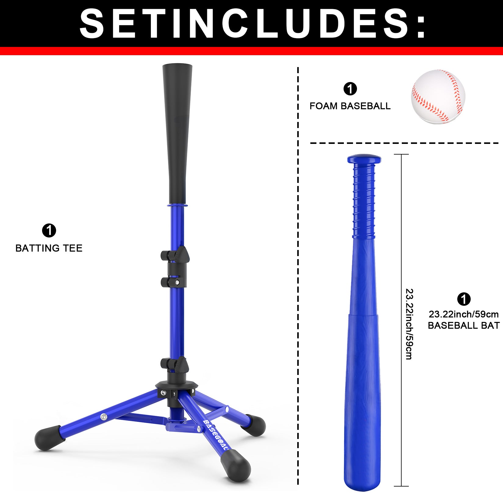 Adjustable Baseball & Softball Batting Tee for Kids