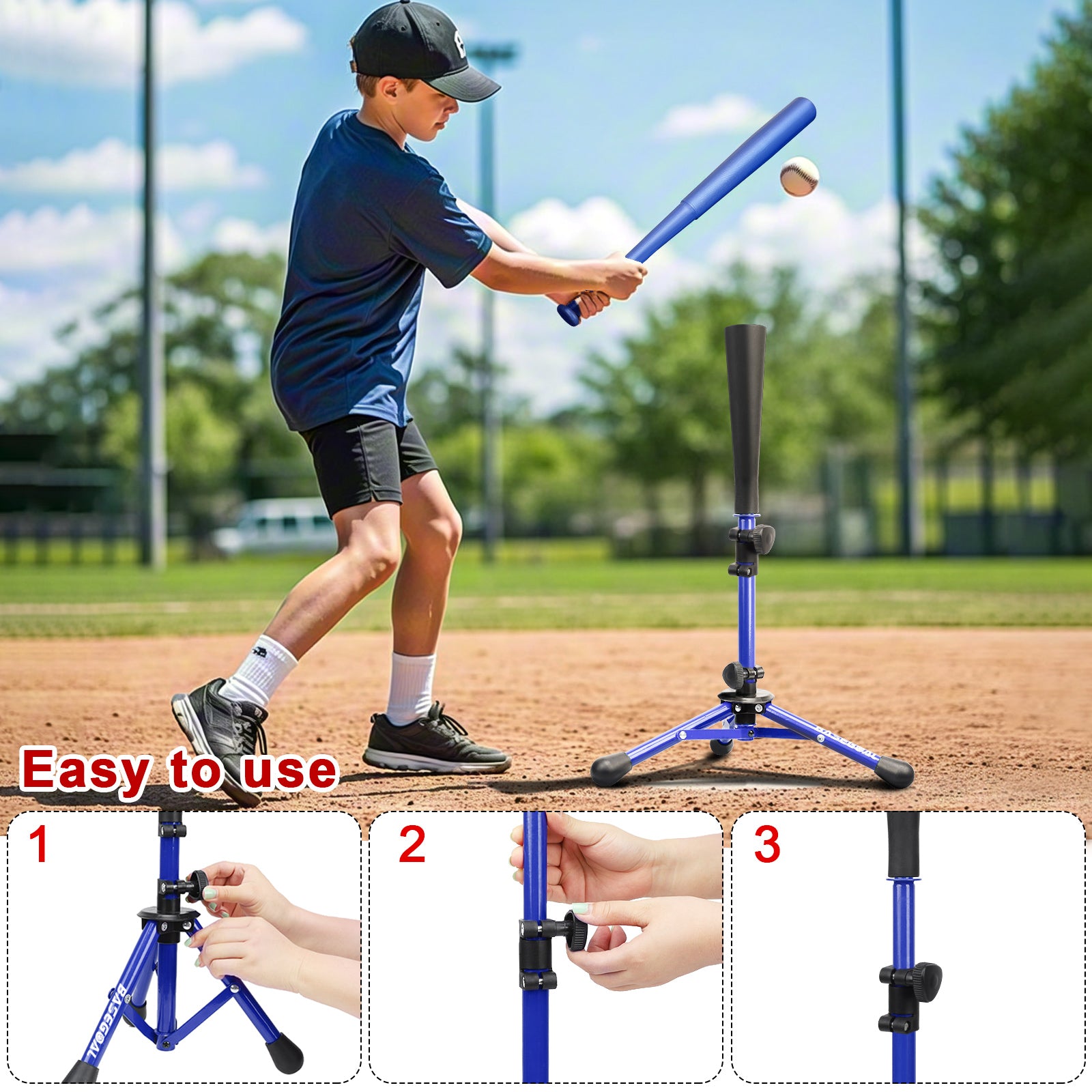 Adjustable Baseball & Softball Batting Tee for Kids