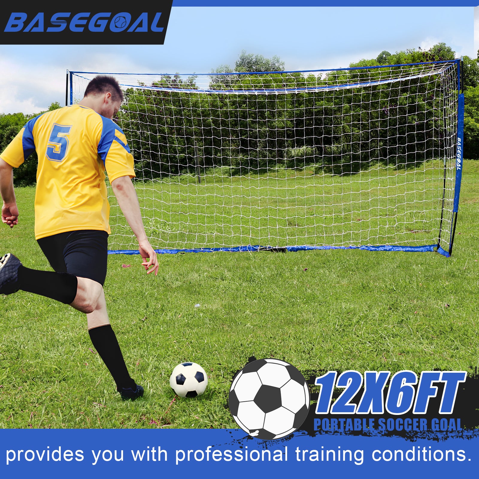 Backyard Soccer Goal with Bow Frame – Collapsible Metal Base & Agility Ladder