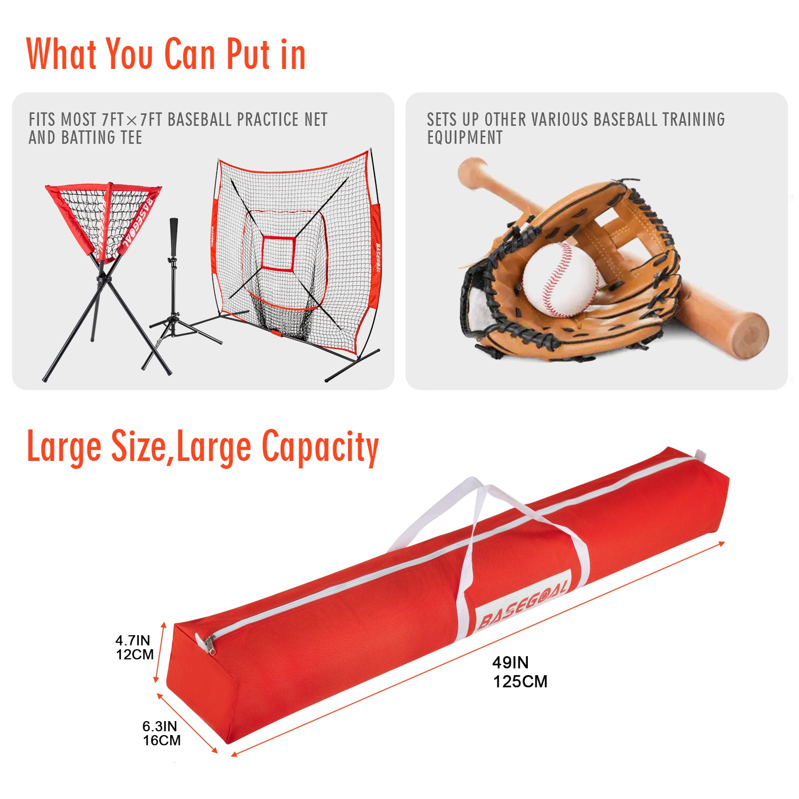 Baseball/Softball Net Bag – Waterproof, Durable, Fits 7x7 Nets