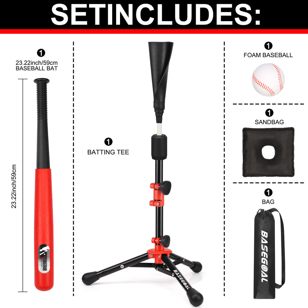 Adjustable Youth Batting Tee Set – T-Ball & Softball for Kids | Free Sandbag Included