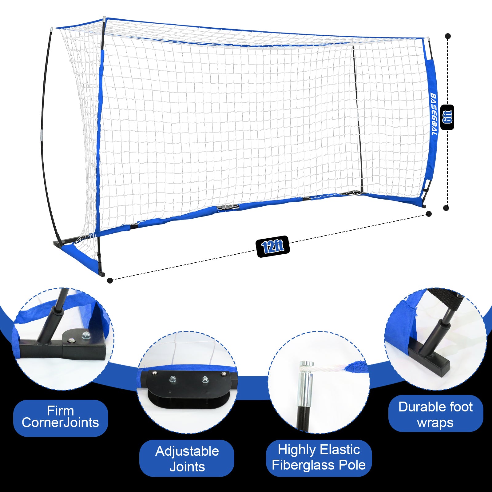 Backyard Soccer Goal with Bow Frame – Collapsible Metal Base & Agility Ladder