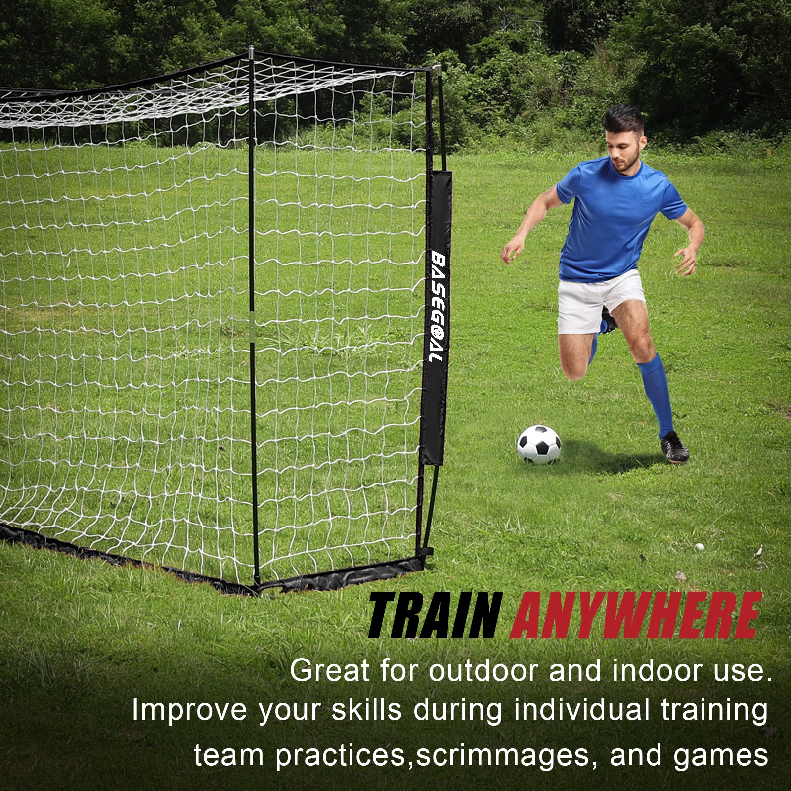 Backyard Soccer Goal with Bow Frame – Collapsible Metal Base & Agility Ladder