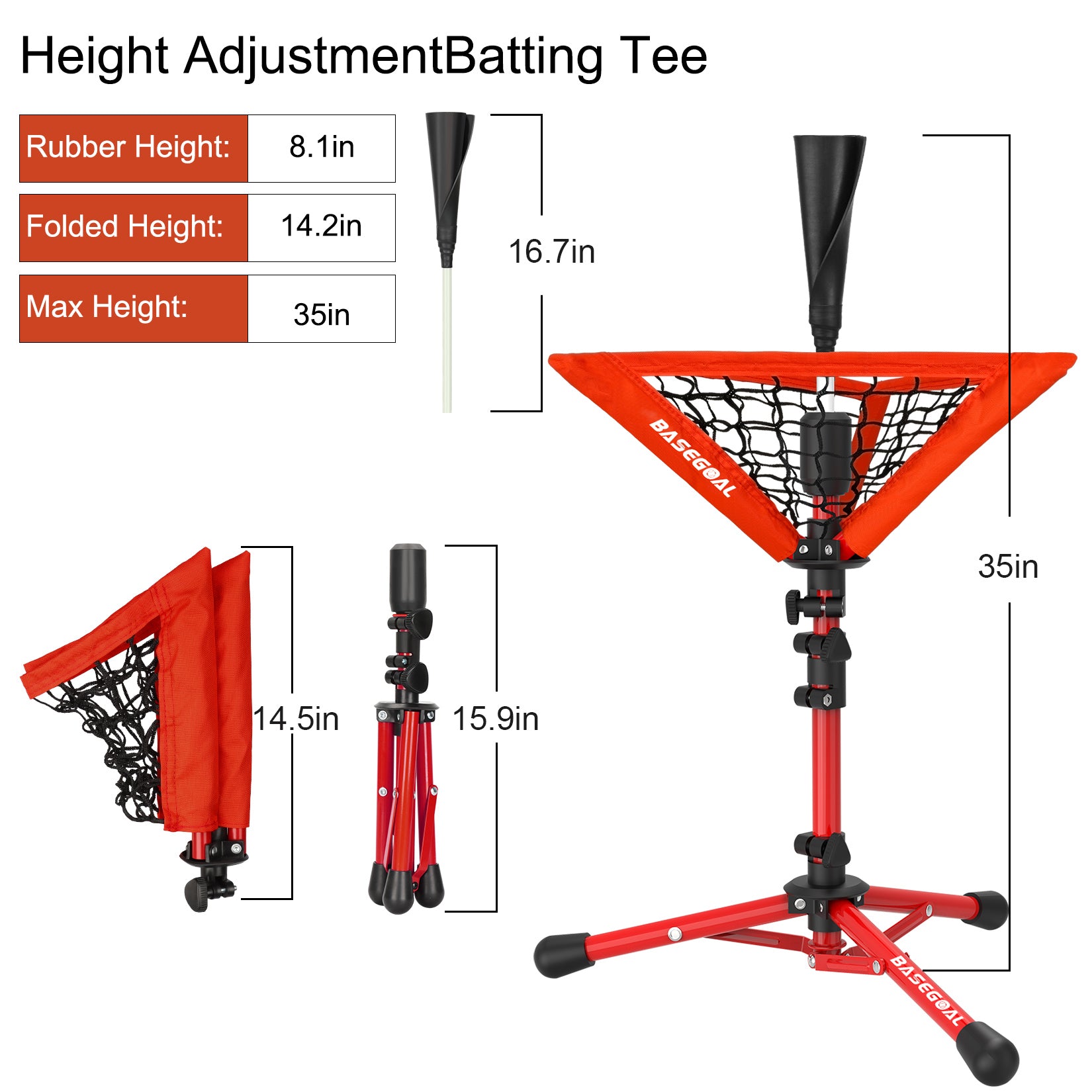 14.6" Portable Tee Ball Set for Kids – Adjustable Tee with Carry Bag & Caddy
