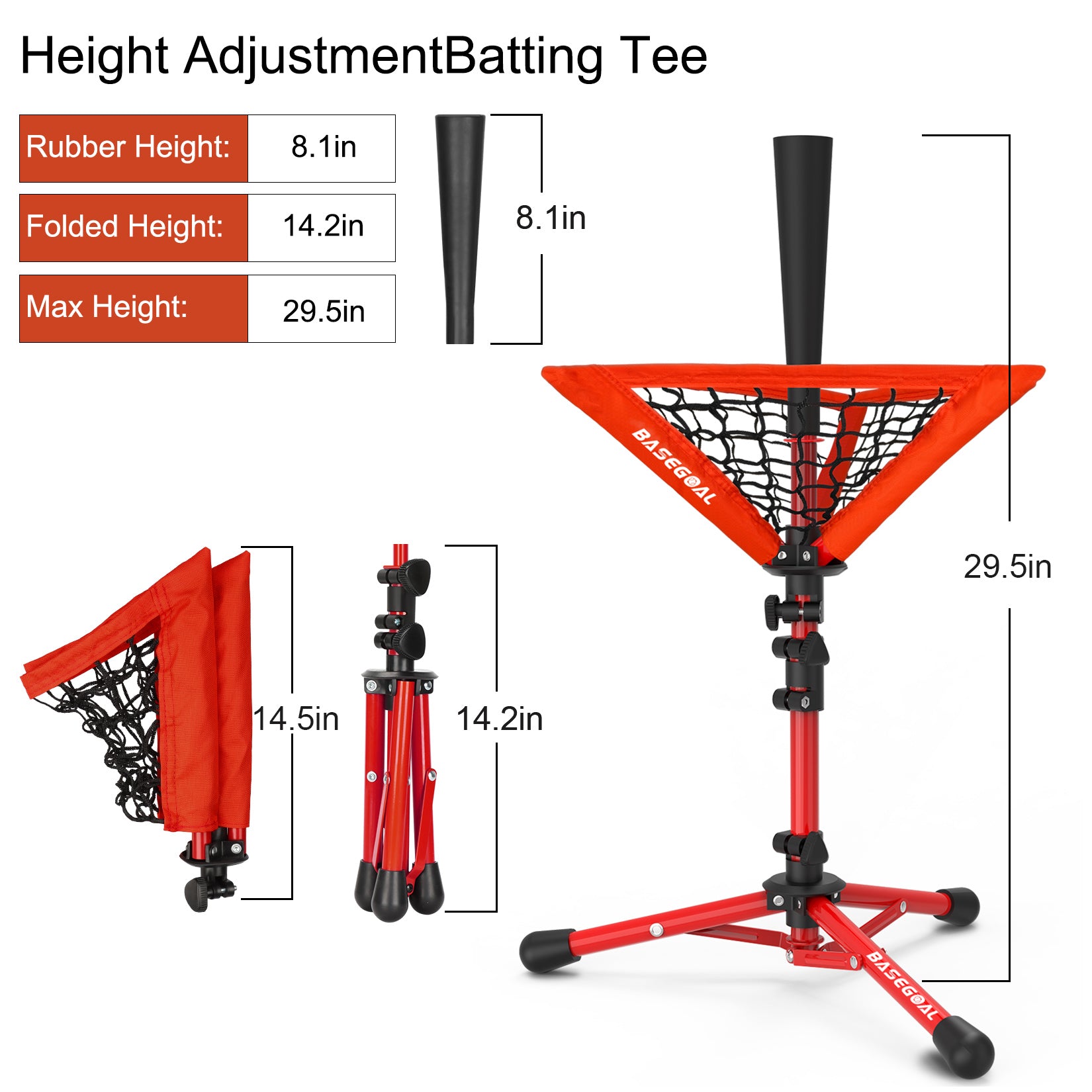 14.6" Portable Tee Ball Set for Kids – Adjustable Tee with Carry Bag & Caddy
