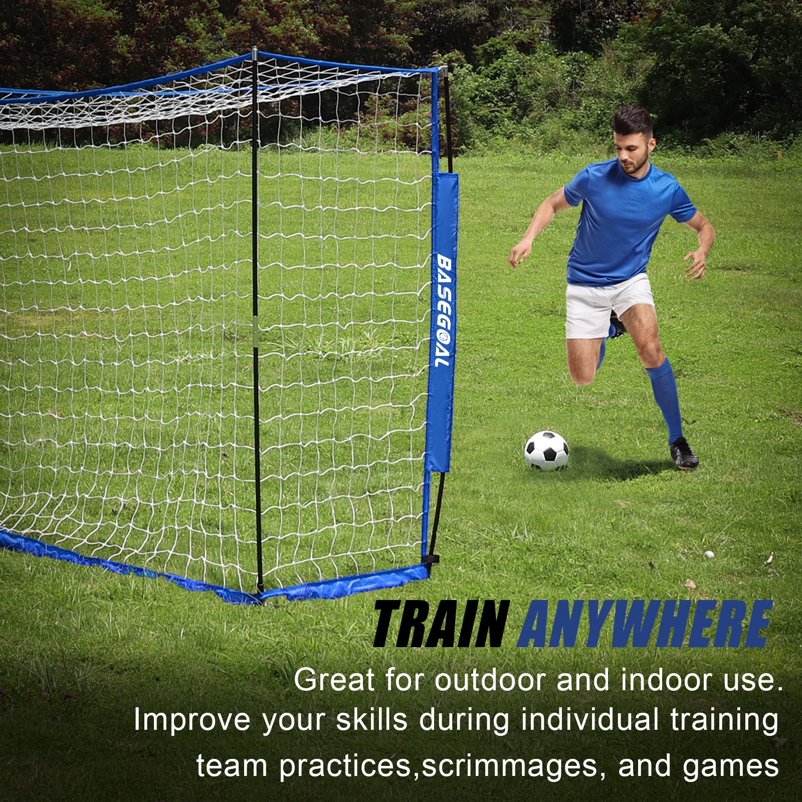 Backyard Soccer Goal with Bow Frame – Collapsible Metal Base & Agility Ladder