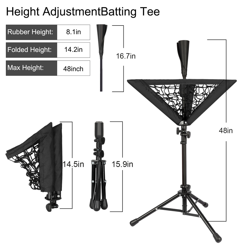 17‘’Portable Batting Tee with Baseball Caddy