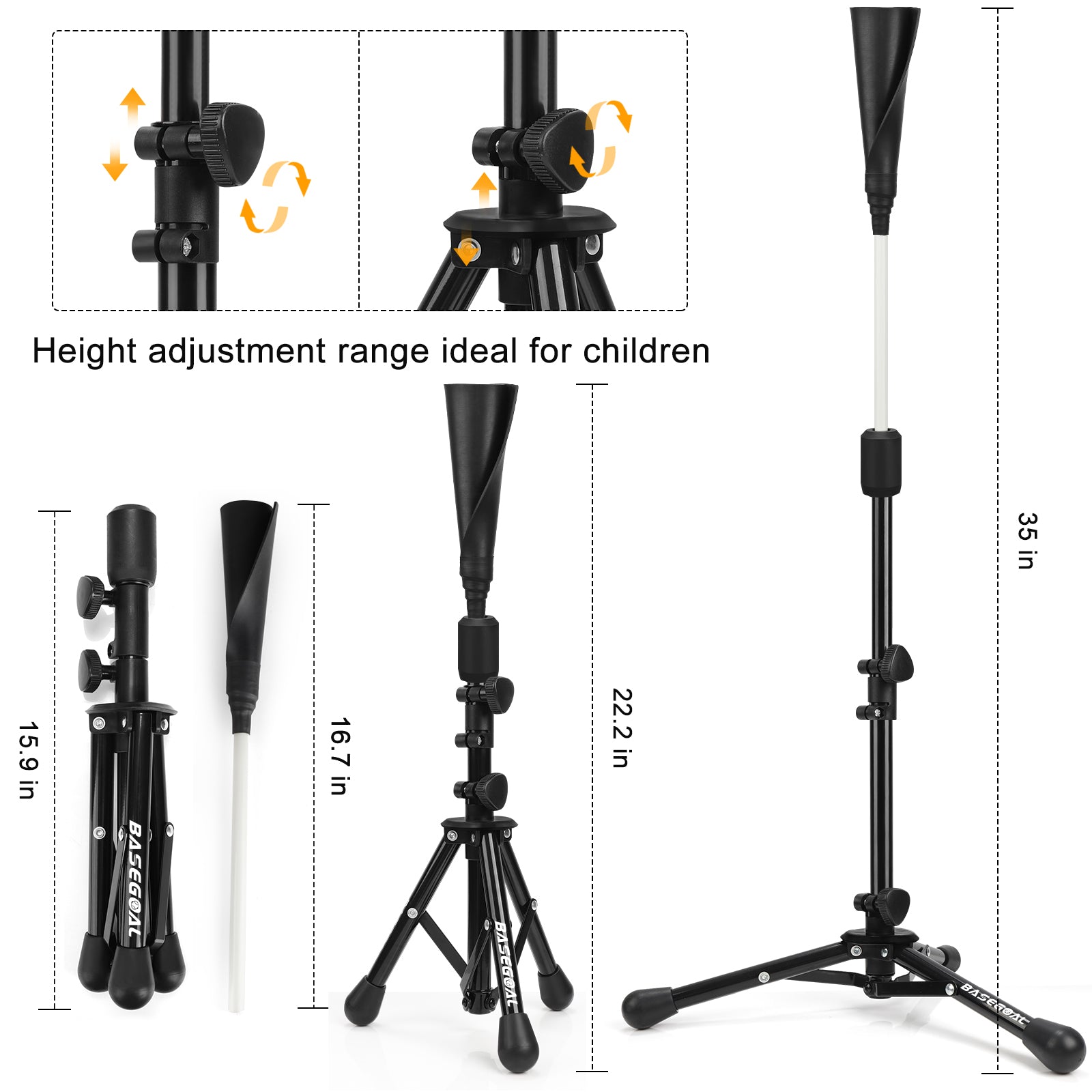 Adjustable Kids Baseball Batting Tee – Youth Tee Ball & Softball Practice Stand
