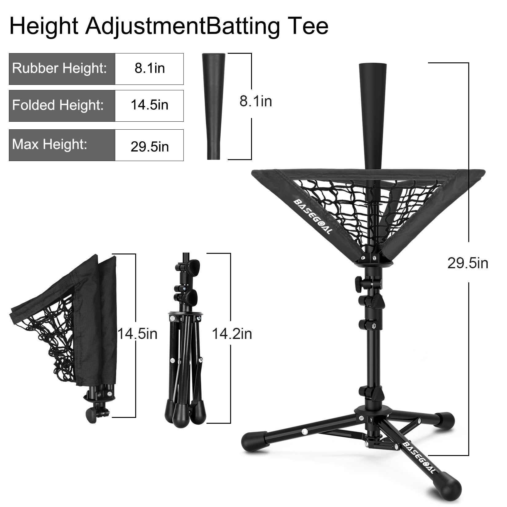 14.6" Portable Tee Ball Set for Kids – Adjustable Tee with Carry Bag & Caddy