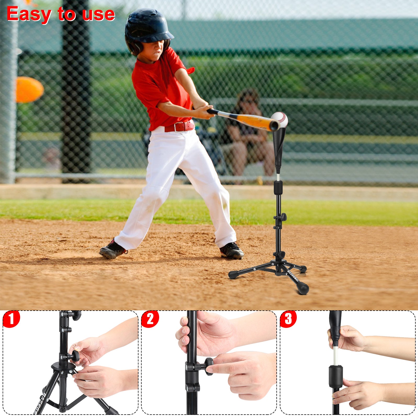 Adjustable Kids Baseball Batting Tee – Youth Tee Ball & Softball Practice Stand