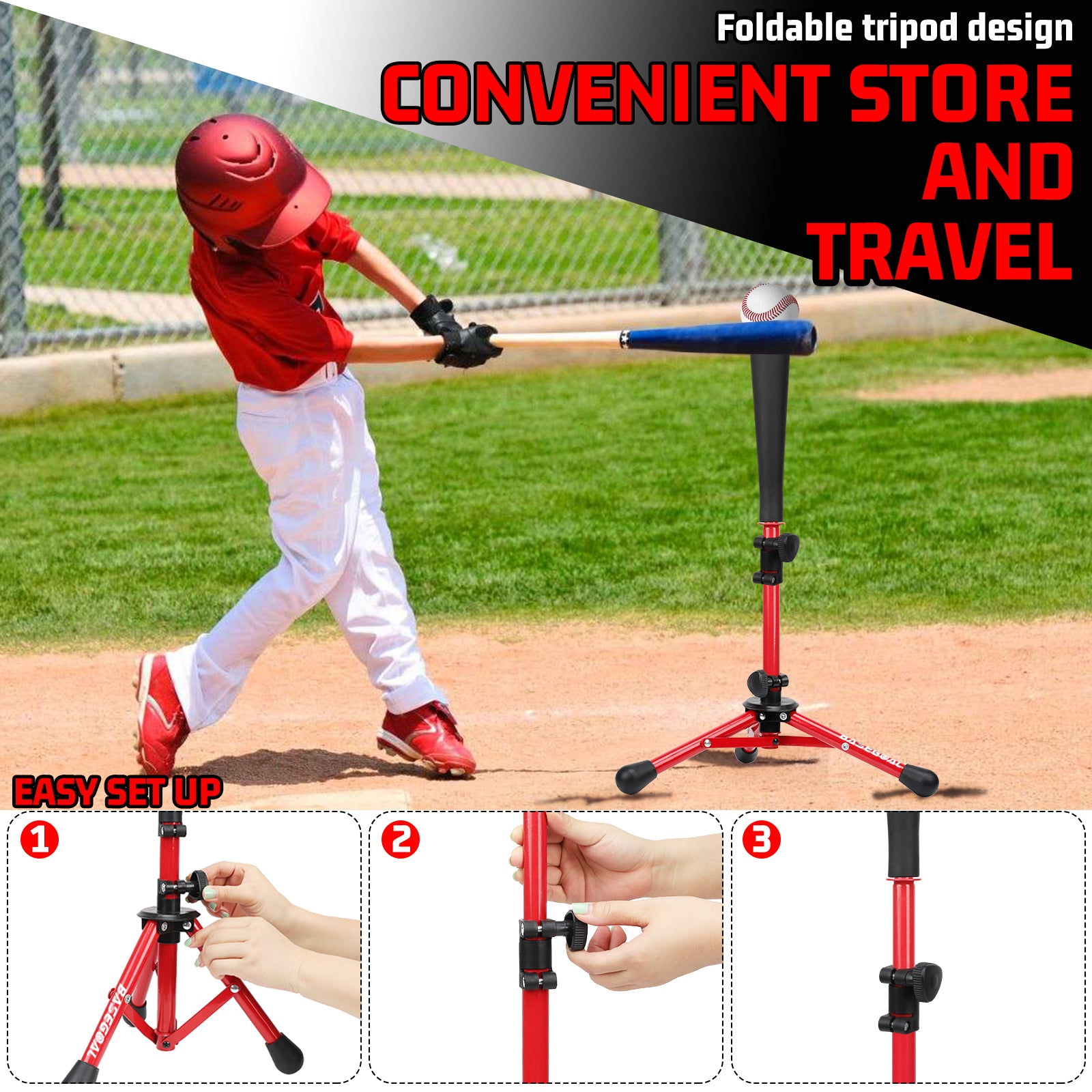 Adjustable Youth Batting Tee – Portable Tee for Kids & T-Ball | Free Sandbag Included