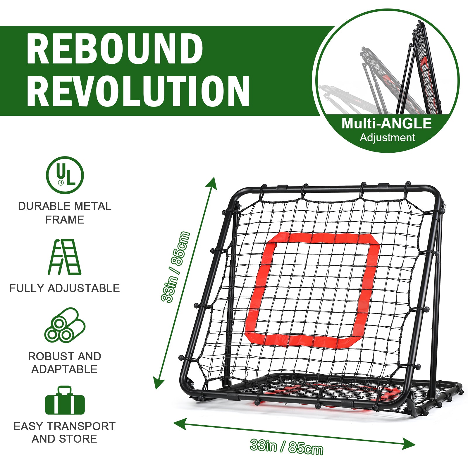 Multi-Sport Rebound Net – Baseball, Softball, Volleyball Trainer
