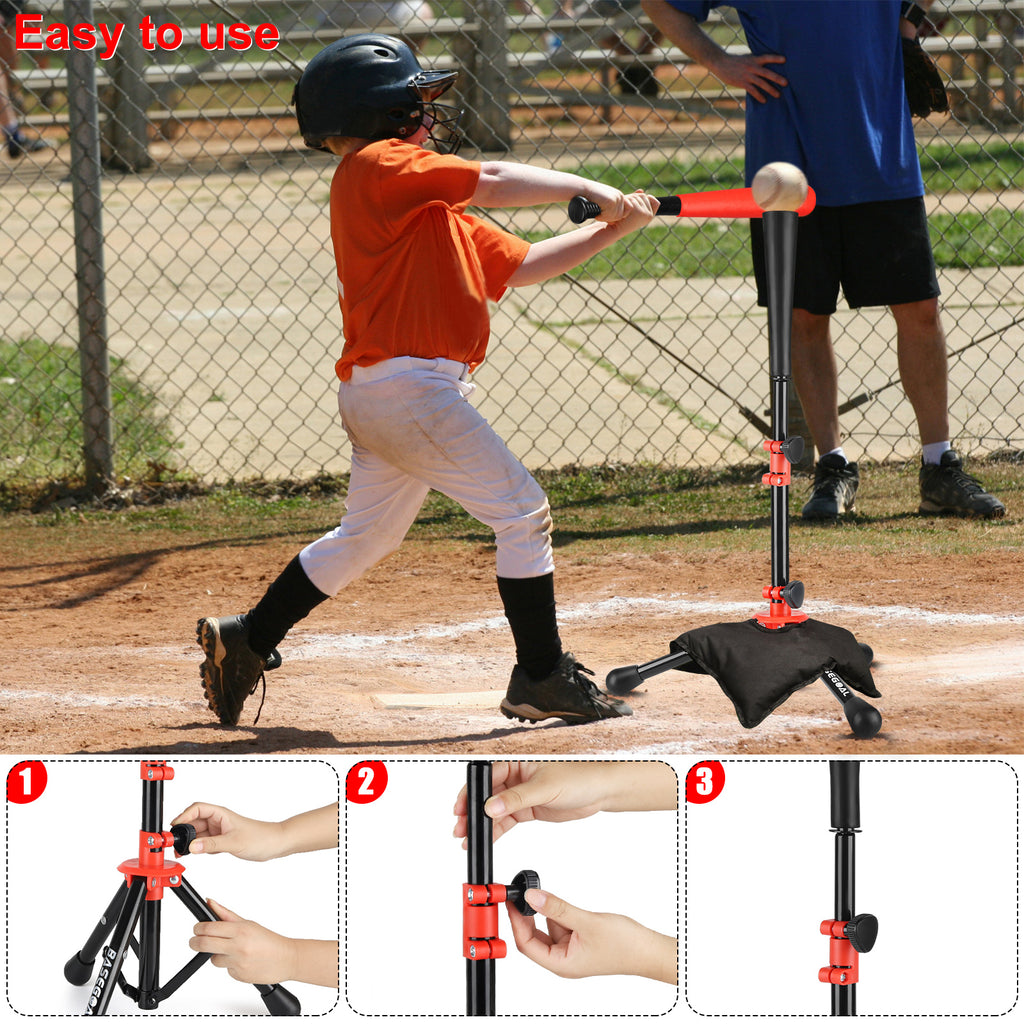 Adjustable Youth Batting Tee Set – T-Ball & Softball for Kids | Free Sandbag Included