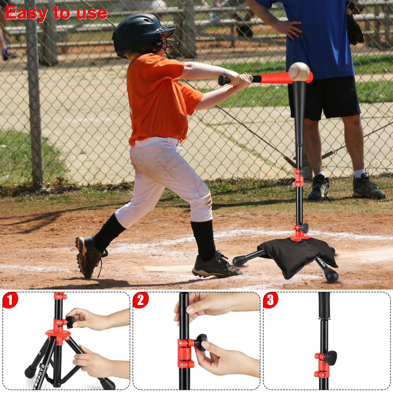 Adjustable Youth Batting Tee Set – T-Ball & Softball for Kids | Free Sandbag Included