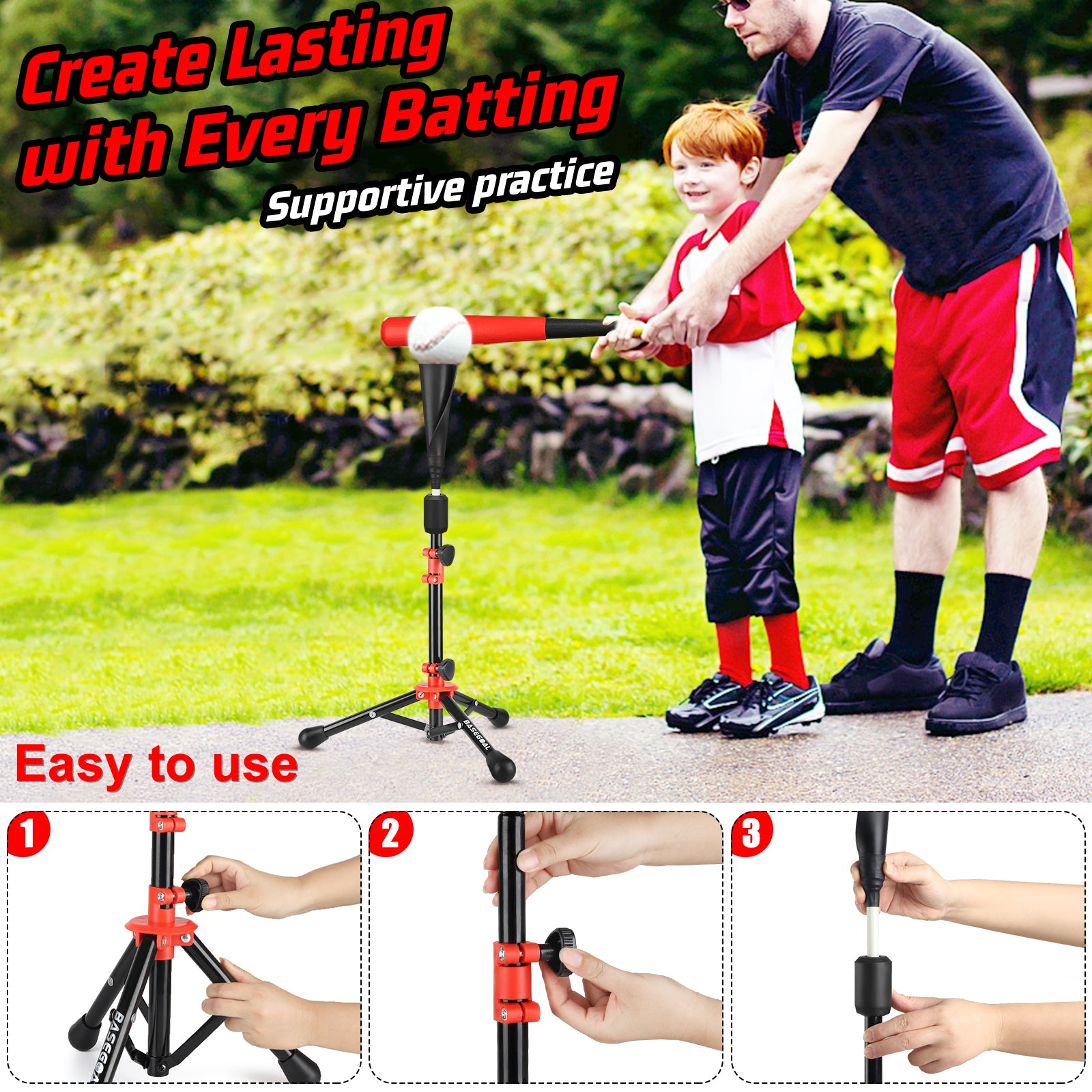 Adjustable Youth Batting Tee Set – T-Ball & Softball for Kids | Free Sandbag Included
