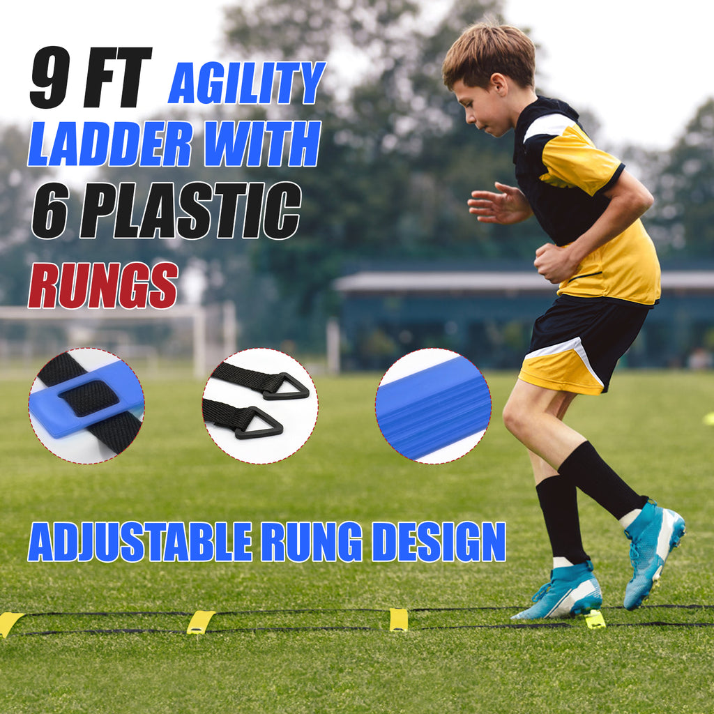Backyard Soccer Goal with Bow Frame – Collapsible Metal Base & Agility Ladder