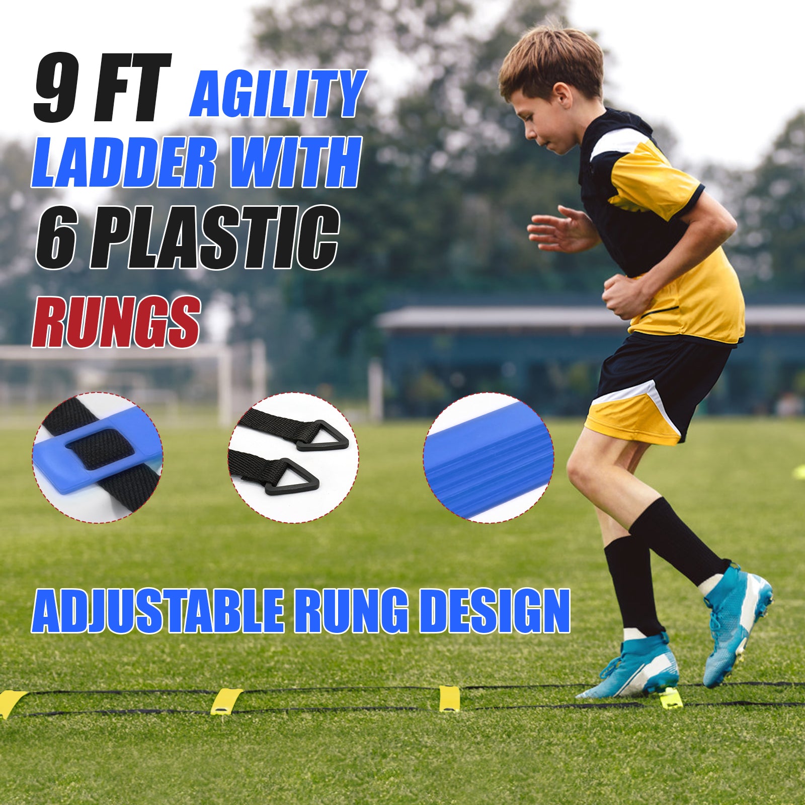 Backyard Soccer Goal with Bow Frame – Collapsible Metal Base & Agility Ladder