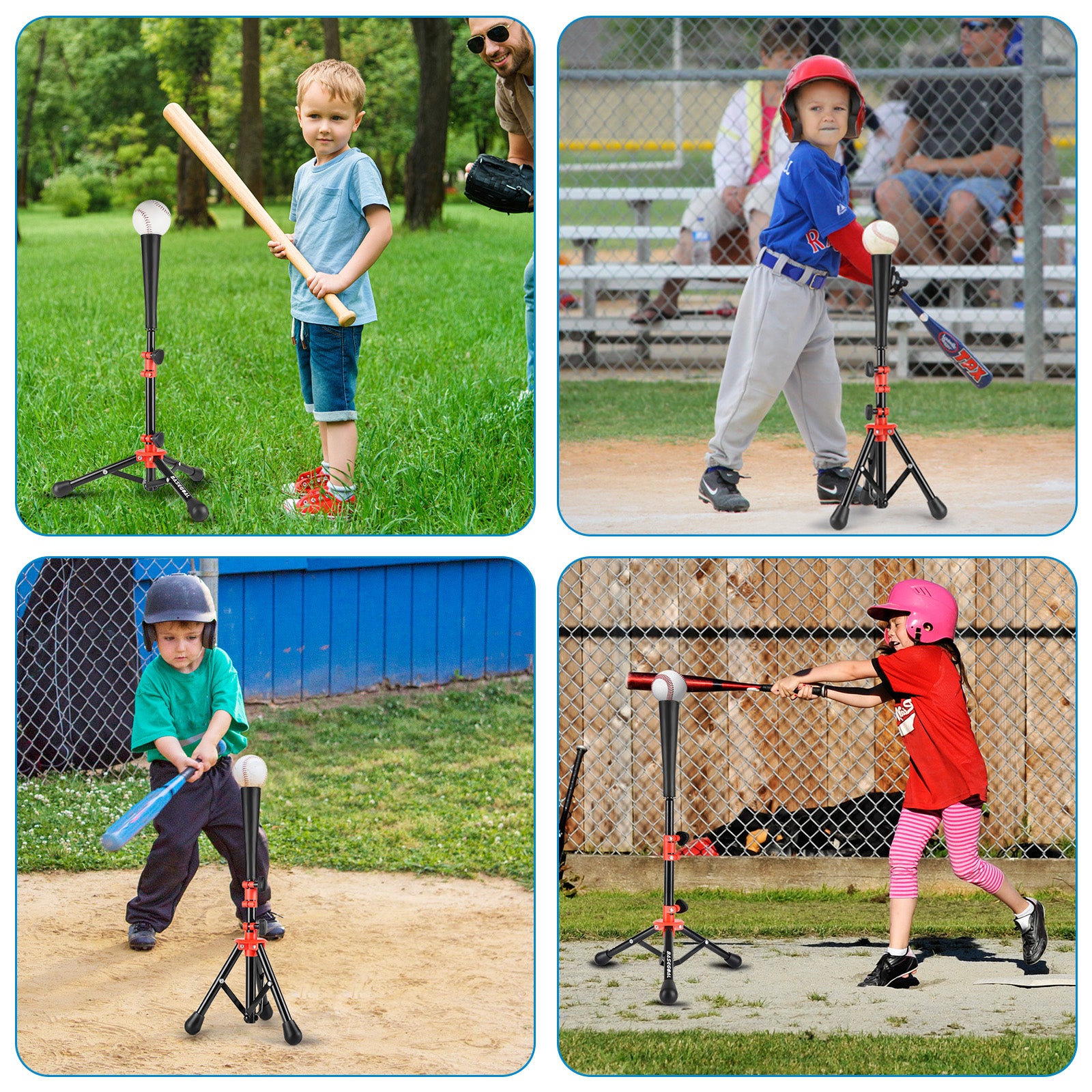 Kids Baseball Batting Tee – Adjustable Height Softball Tee for Youth & Tee Ball