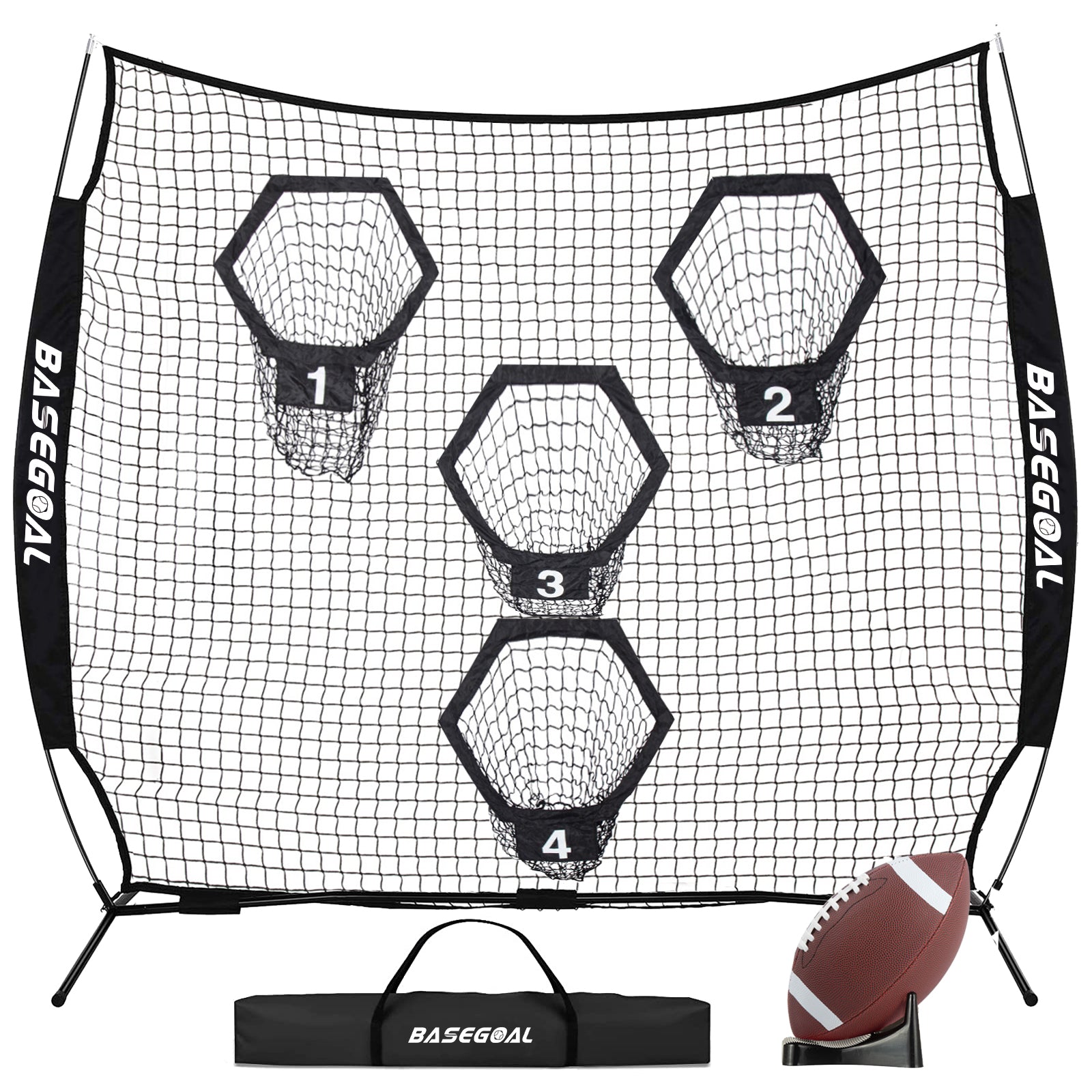 8x8ft Football Throwing Net with 4 Target Pockets