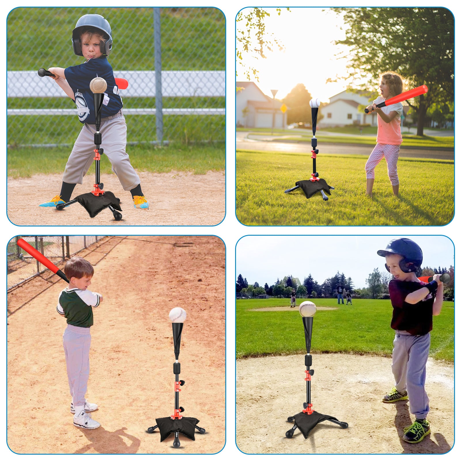 Adjustable Youth Batting Tee Set – T-Ball & Softball for Kids | Free Sandbag Included