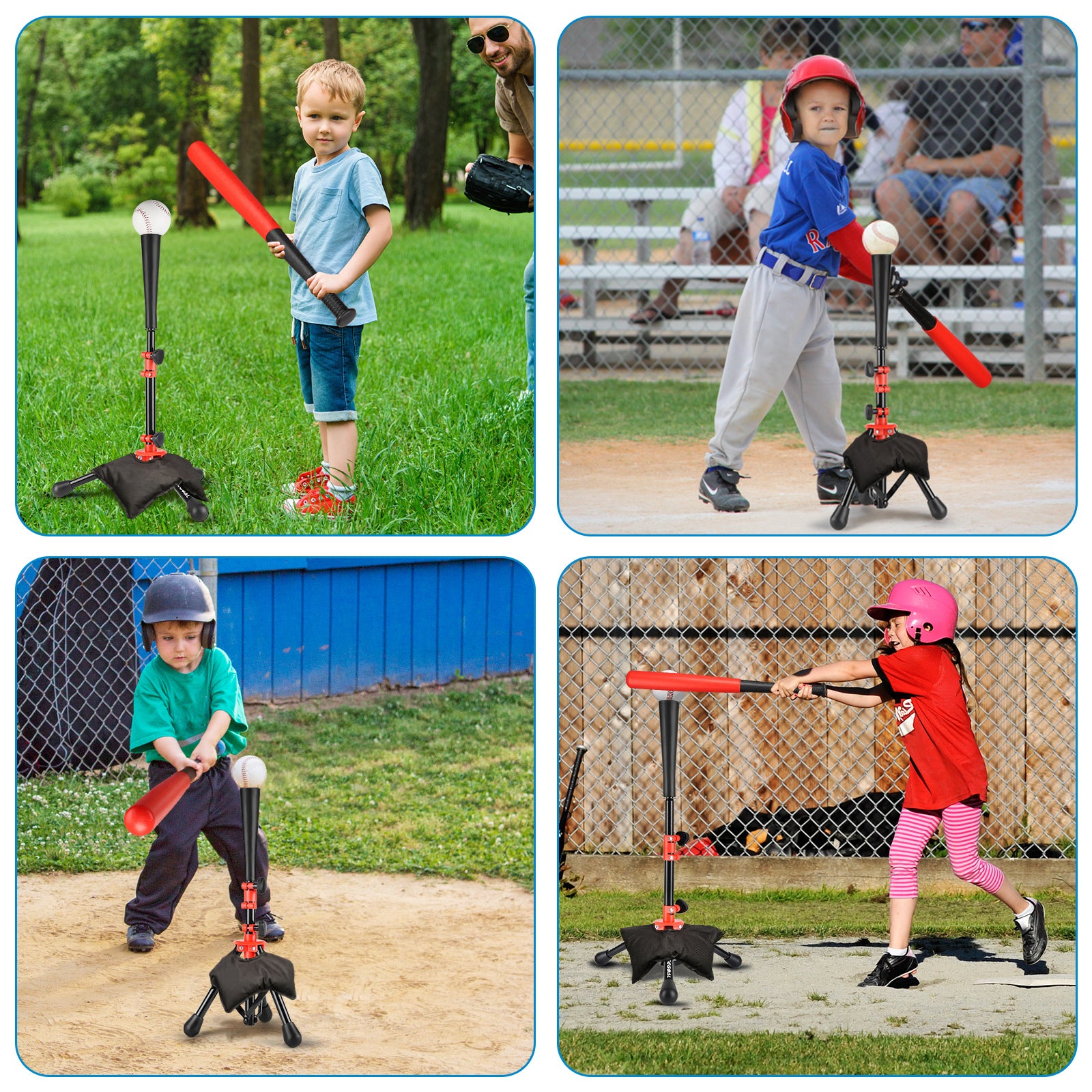 Adjustable Youth Batting Tee Set – T-Ball & Softball for Kids | Free Sandbag Included