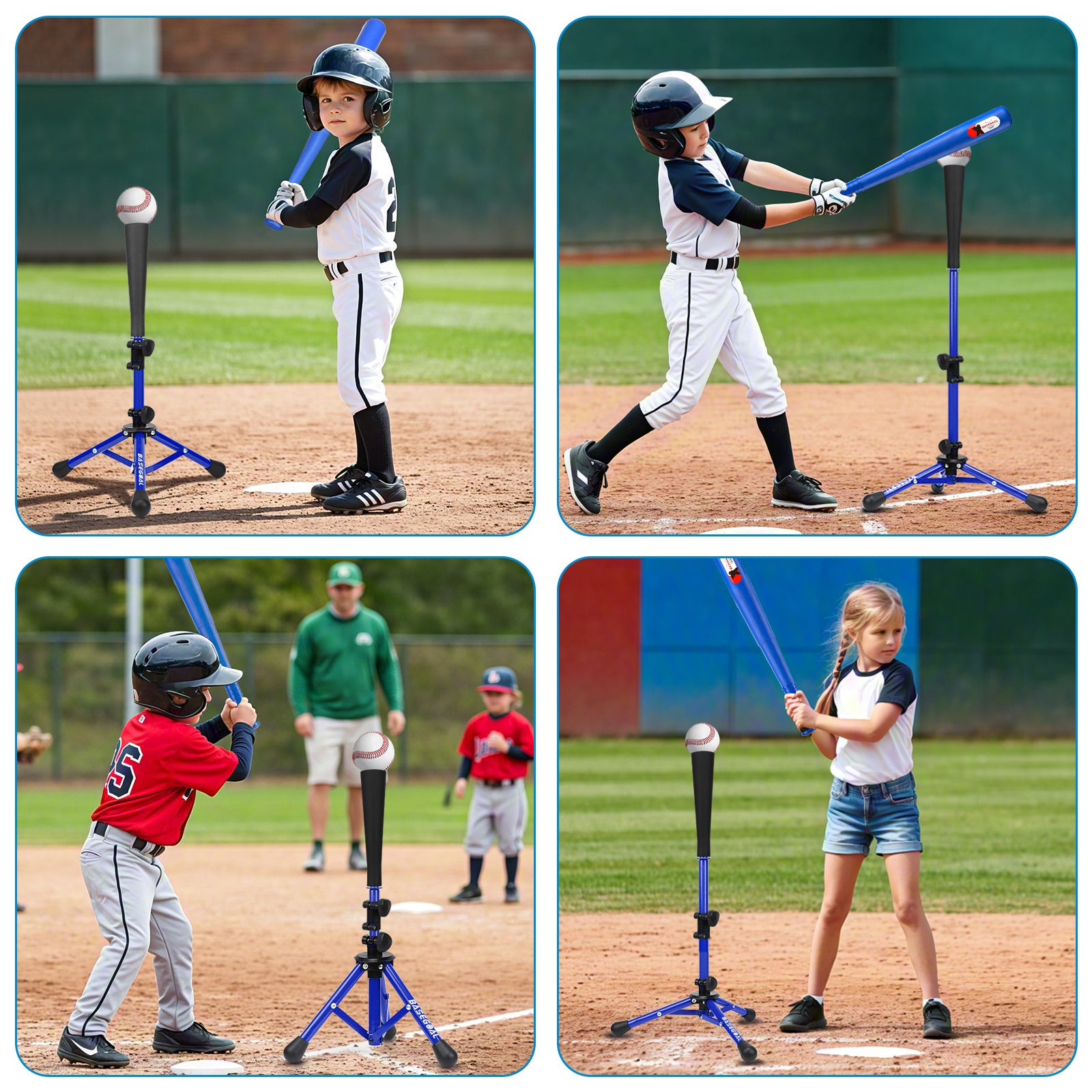 Adjustable Baseball & Softball Batting Tee for Kids
