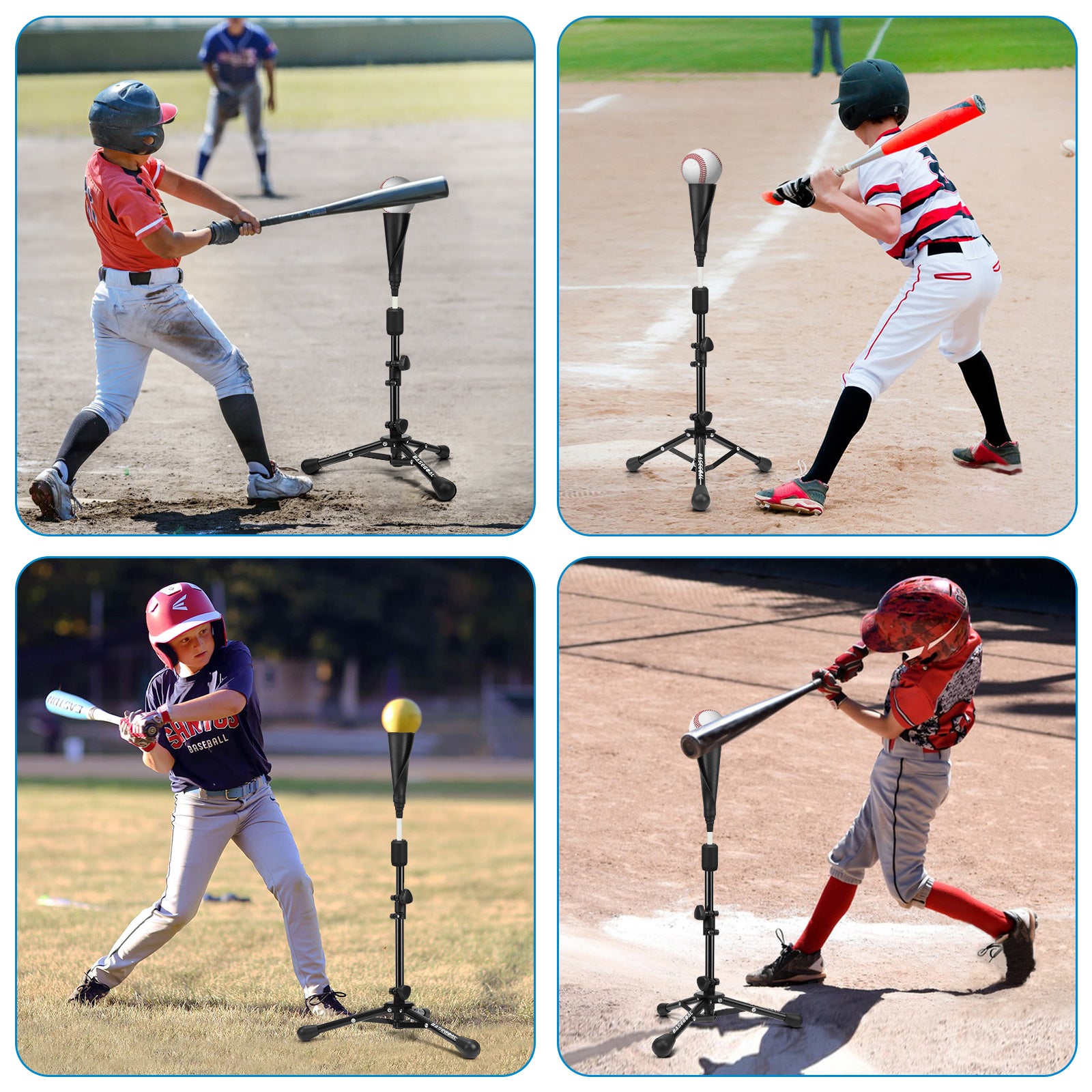 Adjustable Kids Baseball Batting Tee – Youth Tee Ball & Softball Practice Stand