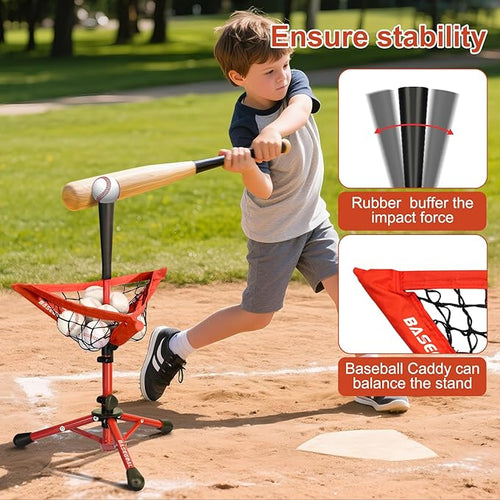 14.6" Portable Tee Ball Set for Kids – Adjustable Tee with Carry Bag & Caddy